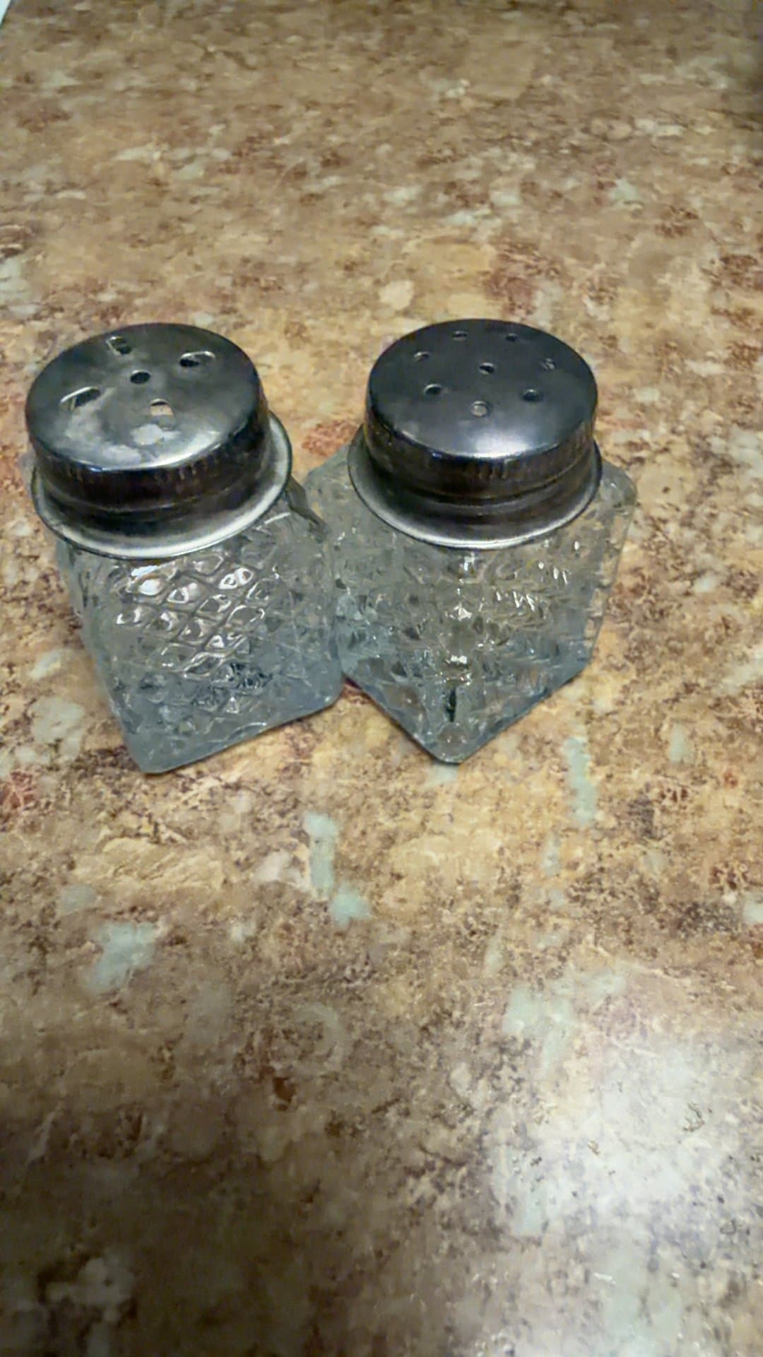 Vintage Glass Salt and Pepper Shakers - Image 1