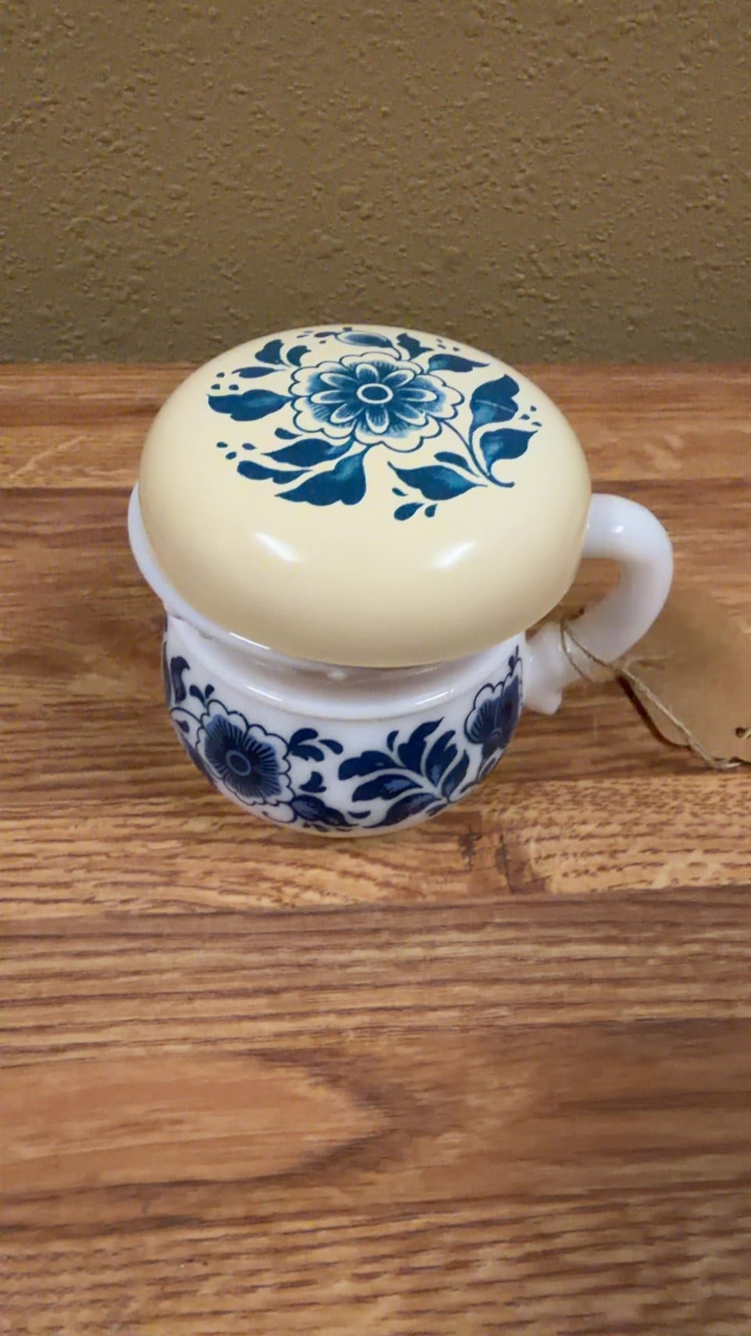 Blue and White Porcelain Sugar Bowl with Lid - Image 1