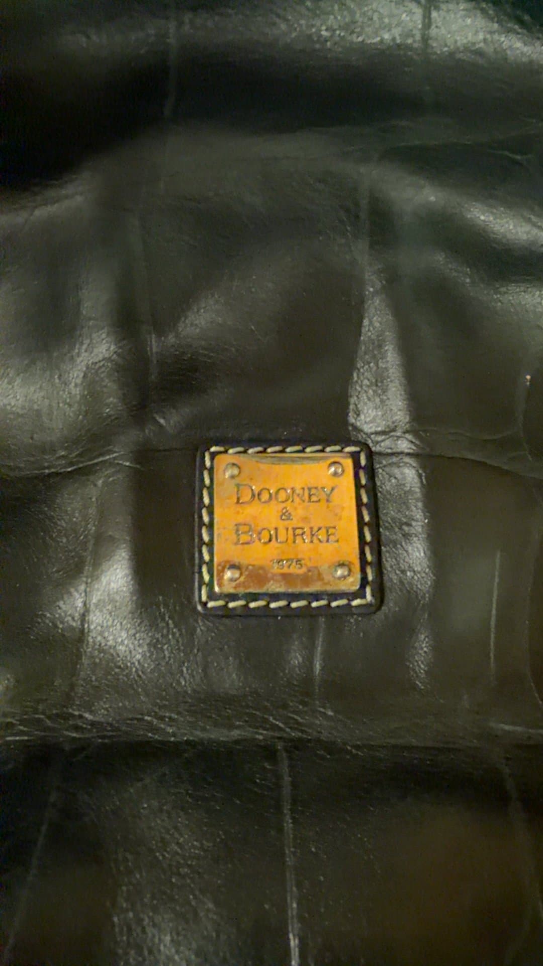 Dooney & Bourke Black Croc-Embossed Leather Shoulder Bag - Image 1