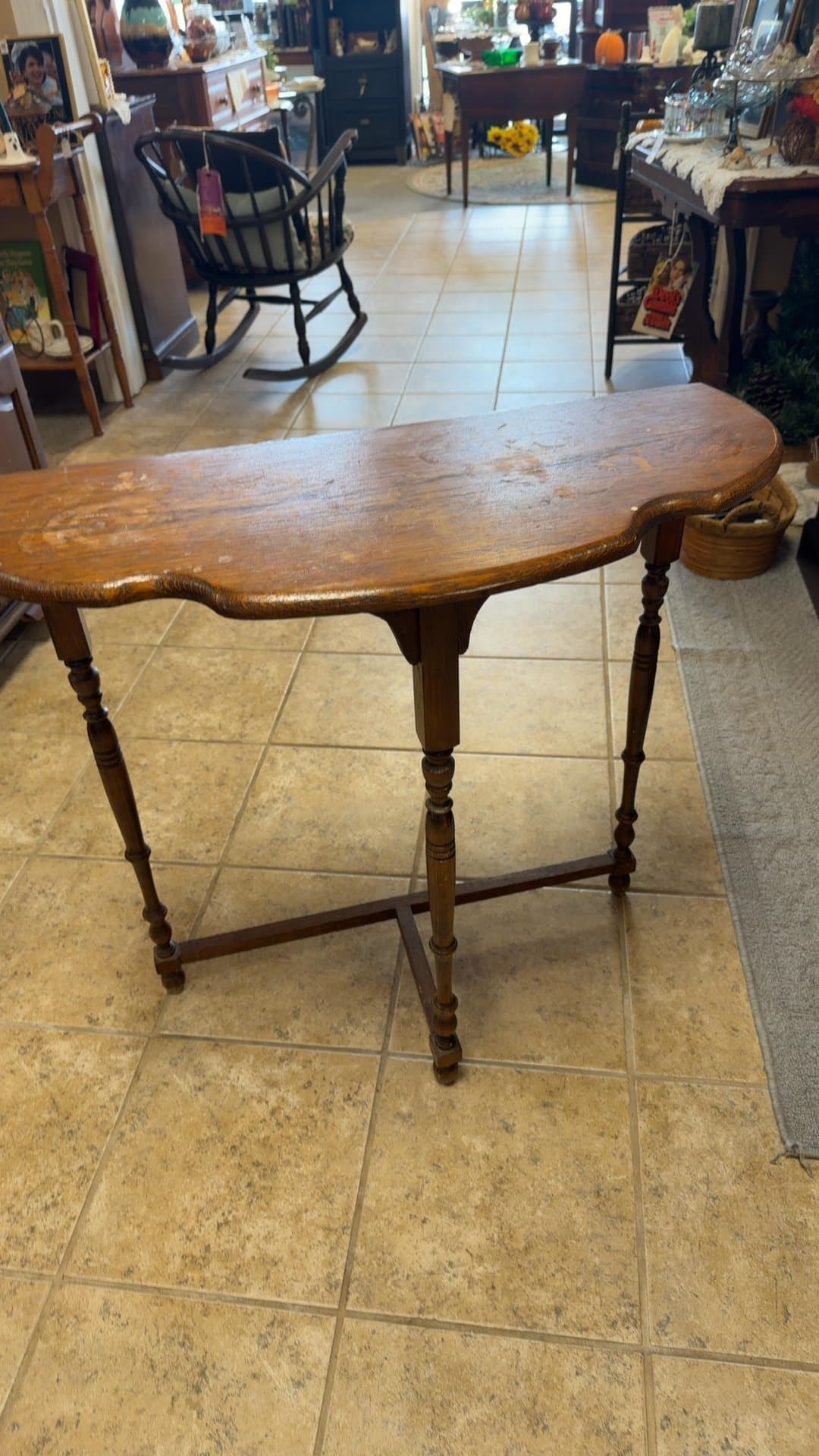 Vintage Kidney-Shaped Wooden Side Table - Image 1