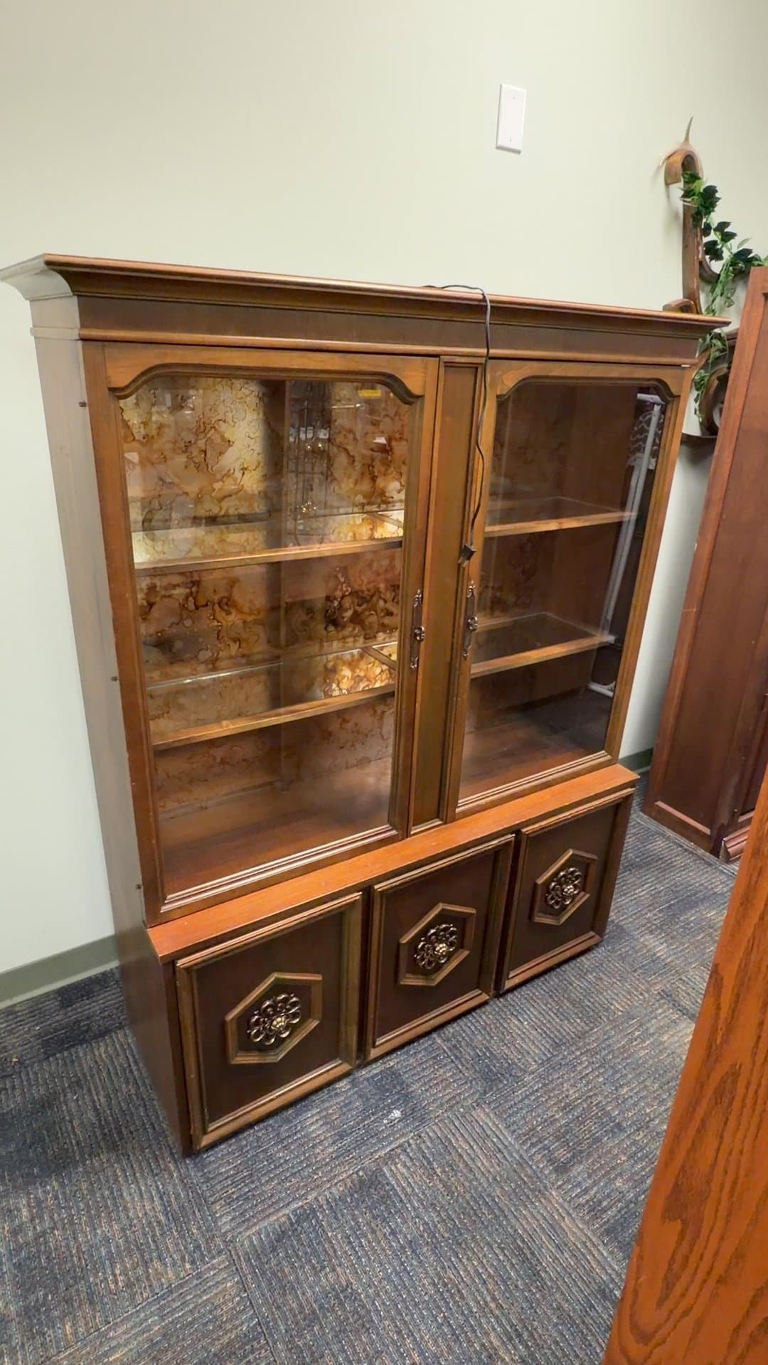 Vintage Wooden China Cabinet - Image 1