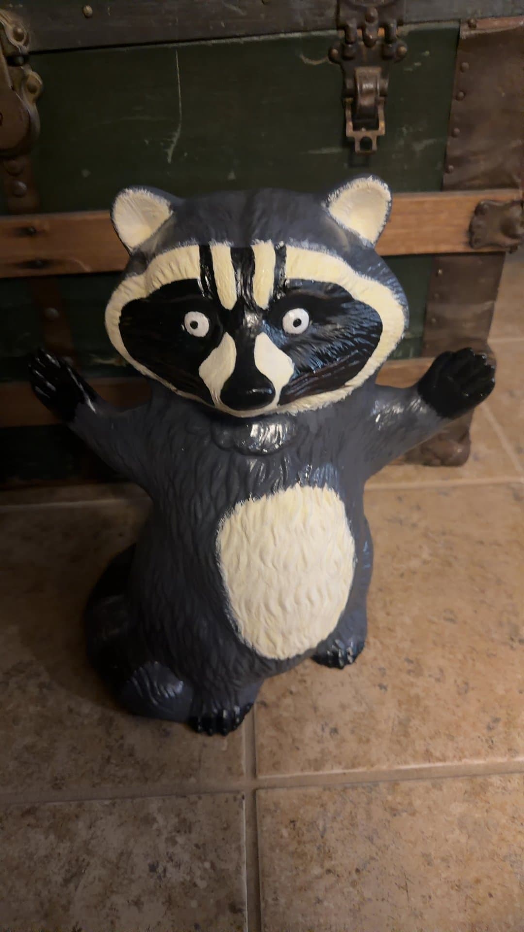 Vintage Plastic Raccoon Blow Mold Garden Statue - Image 1