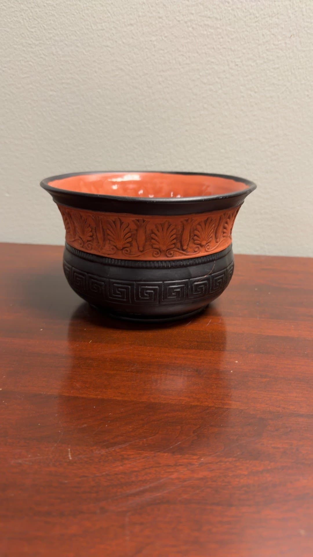 Decorative Ceramic Bowl with Greek Key Pattern - Image 1