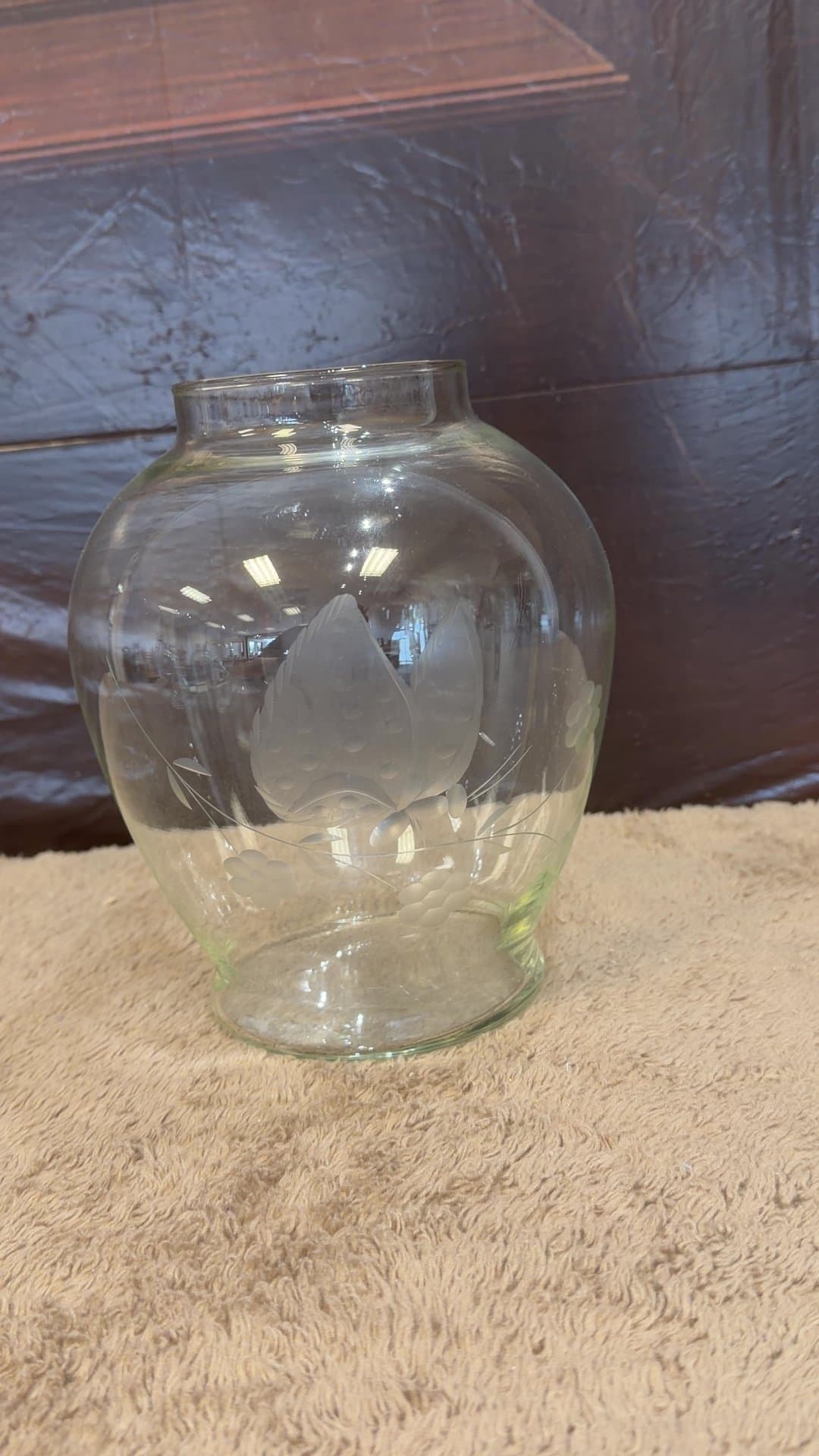Etched Glass Jar with Butterfly Pattern - Image 1