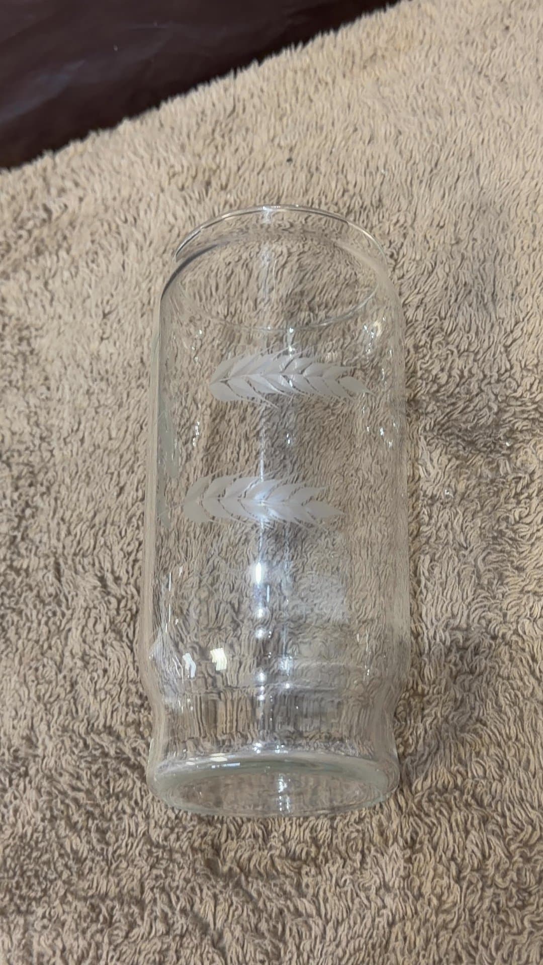 Vintage Etched Wheat Pattern Glass Chimney Shade - Image 1