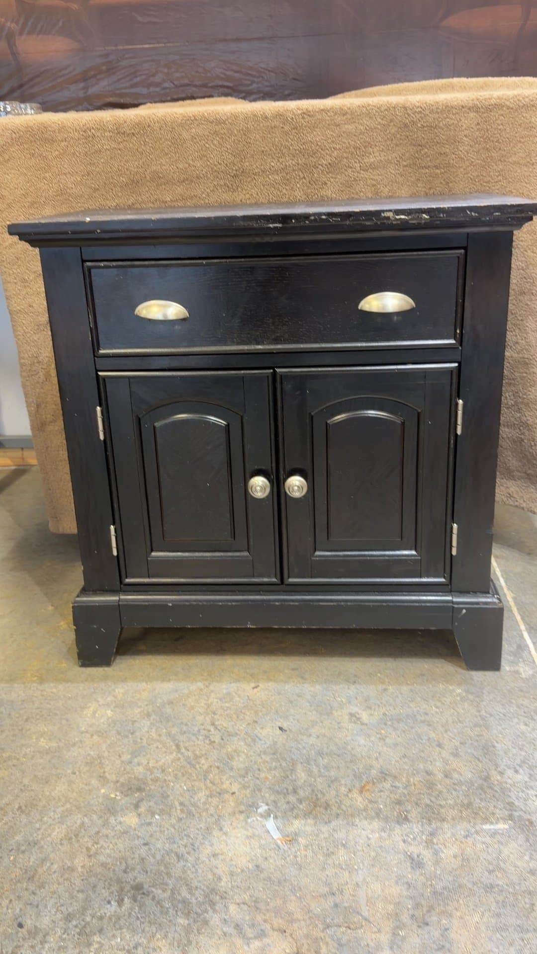 Black Wooden Storage Cabinet Nightstand - Image 1