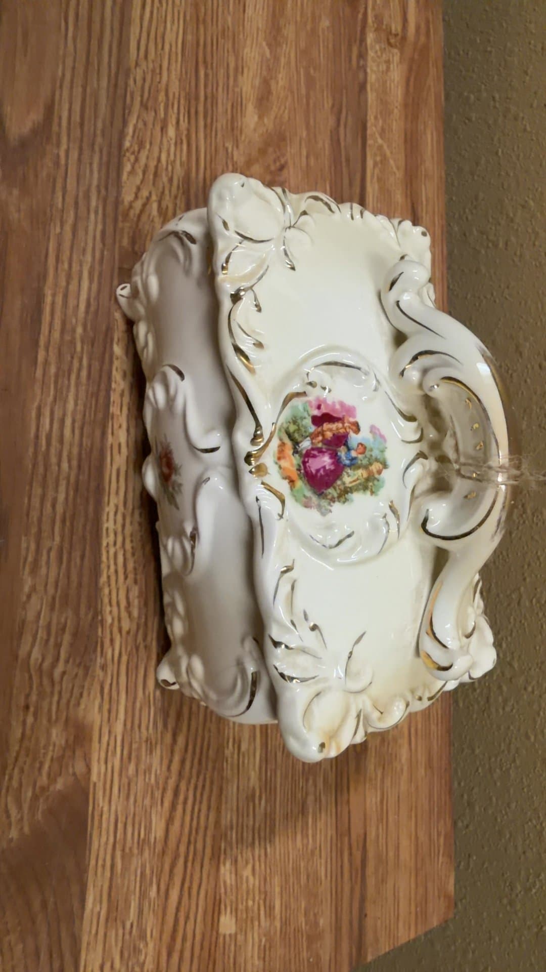 Vintage Lidded Ceramic Dish with Floral Design - Image 1