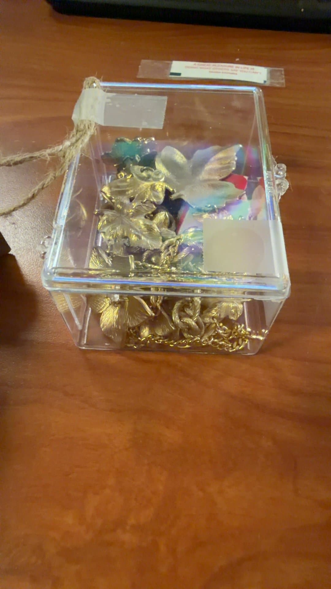 Clear Acrylic Jewelry Box with Assorted Costume Jewelry - Image 1