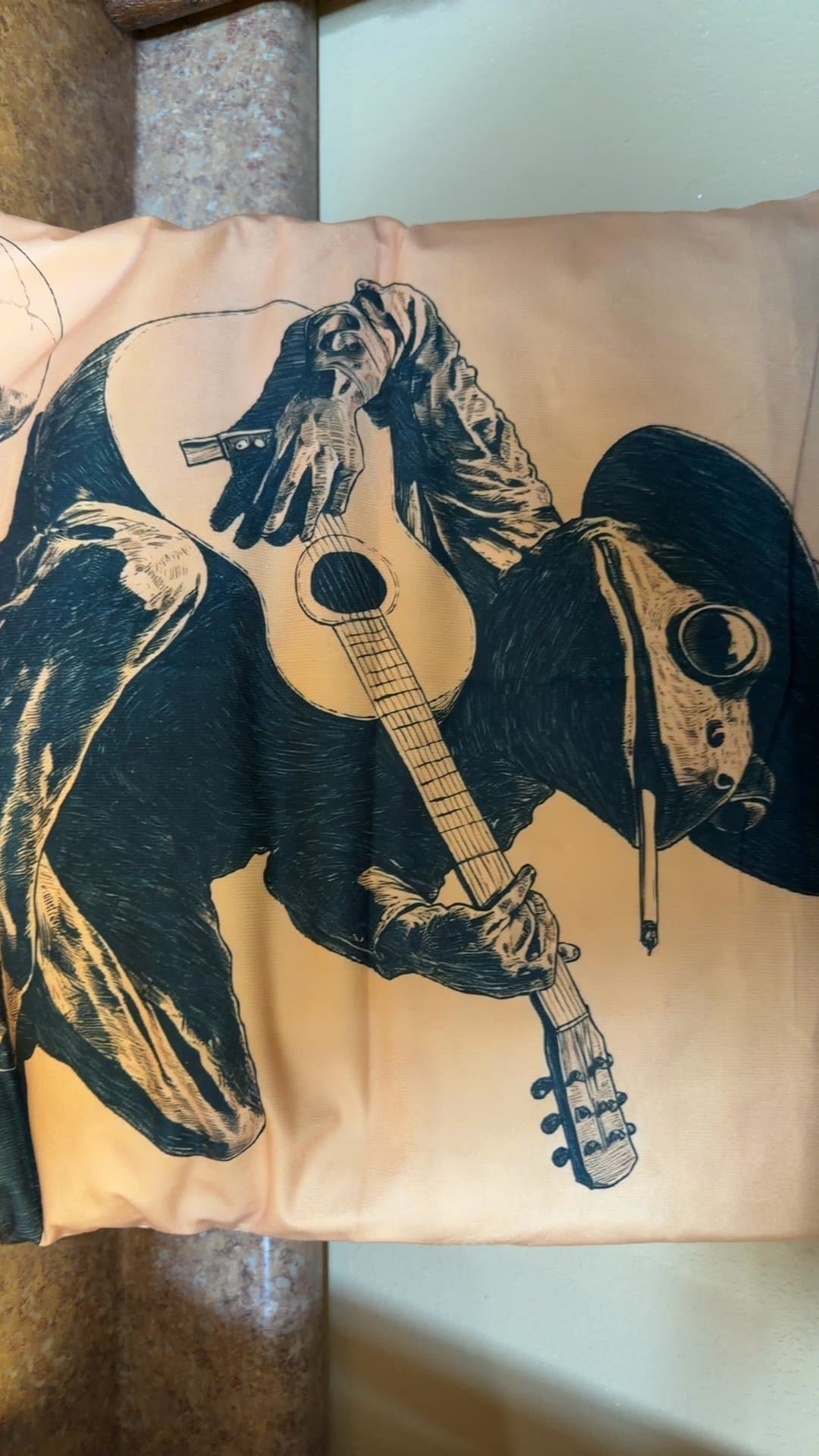 Guitarist Illustration Throw Pillow - Image 1