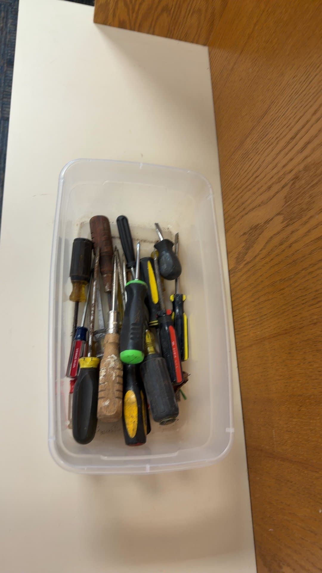 Screwdrivers Lot in Plastic Storage Container - Image 1