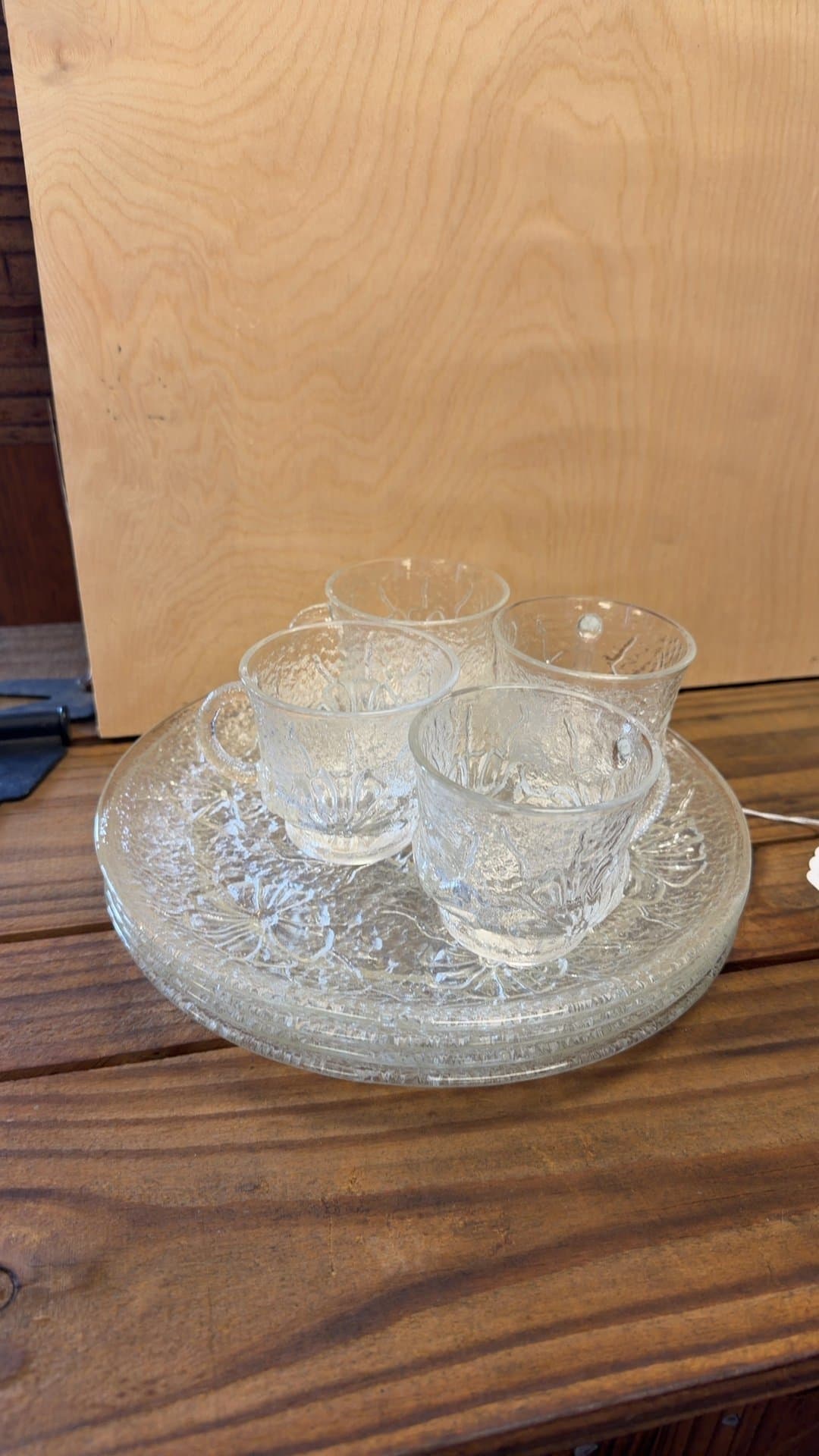 Vintage Glass Tea Set with Saucer - Image 1