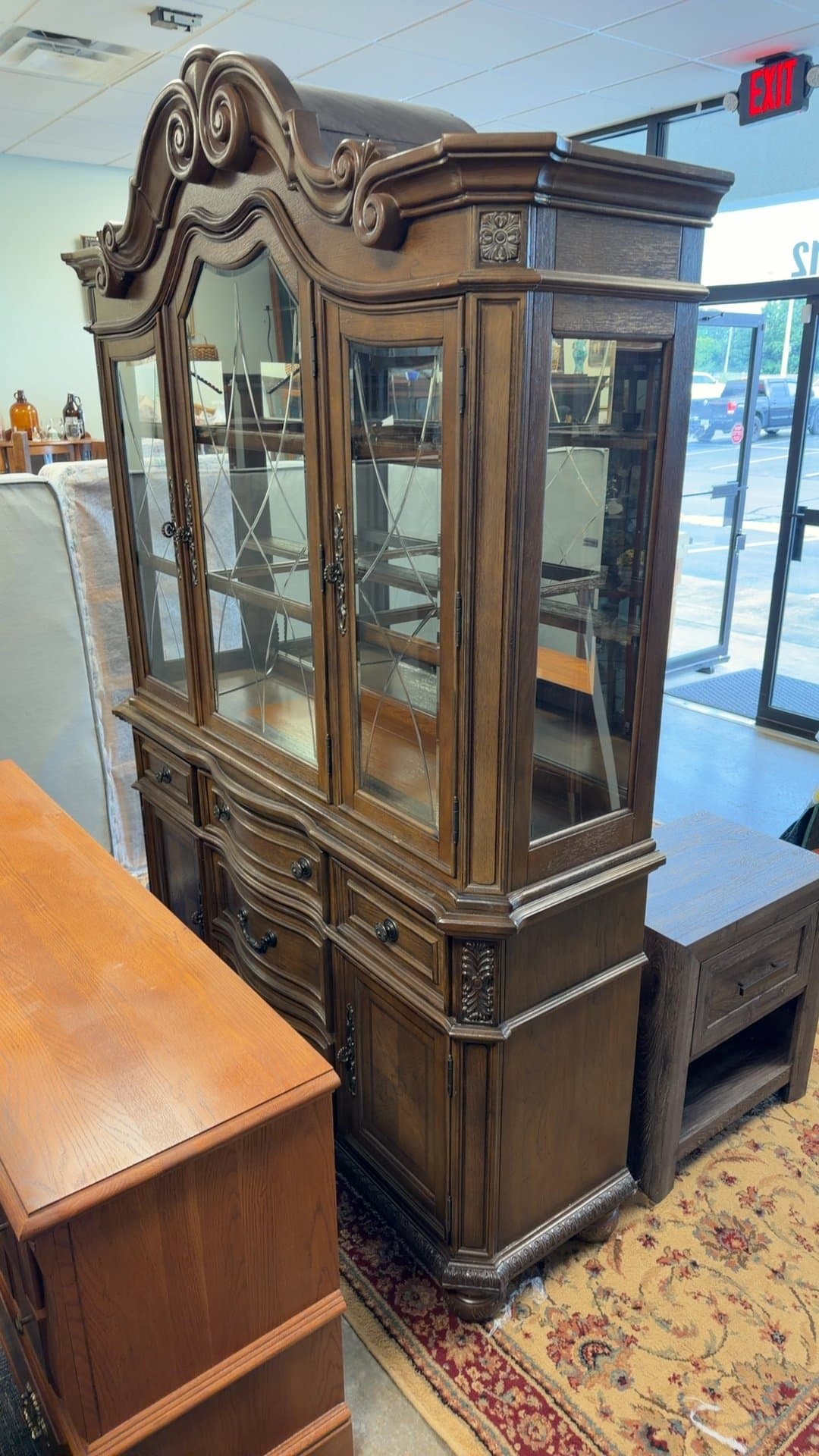 Ornate Wooden China Cabinet - Image 1