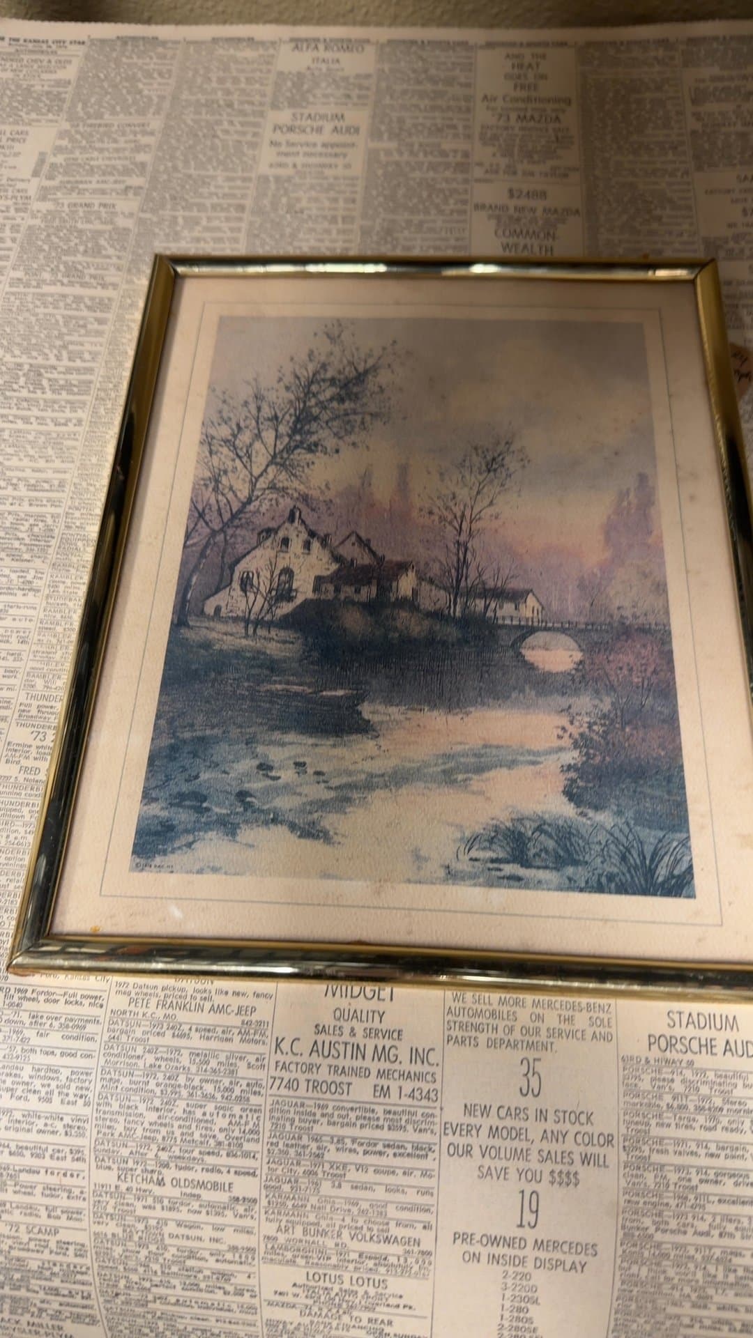 Vintage Landscape Print in Gold Frame - Image 1