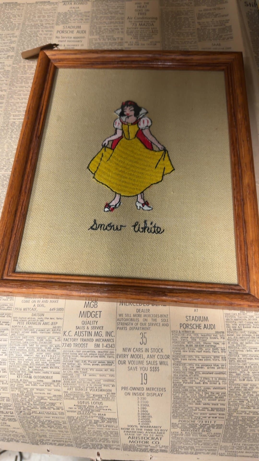 Snow White Embroidered Picture Frame - Image 1