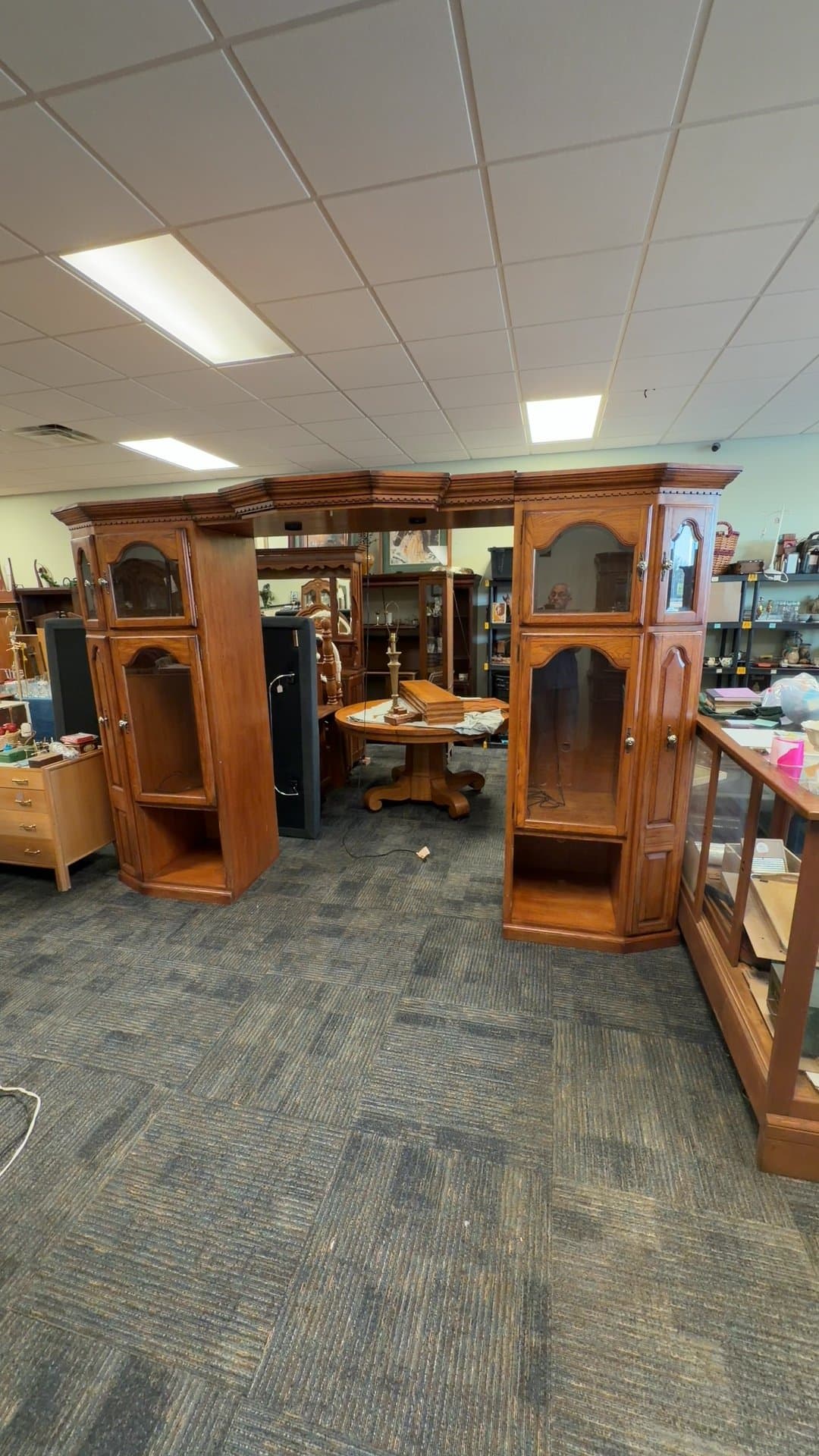 Wooden Display Cabinet with Glass Doors - Image 1
