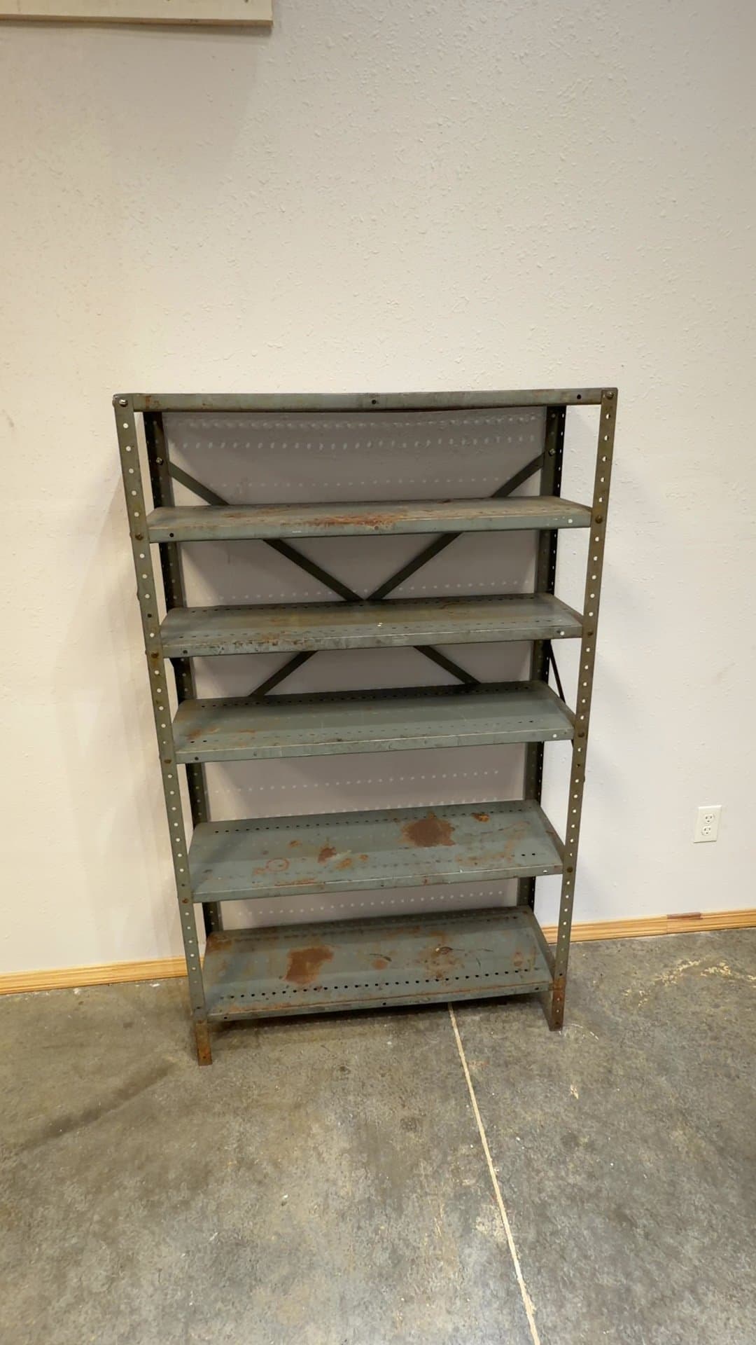 Vintage Industrial Steel Shelving Unit - Image 1
