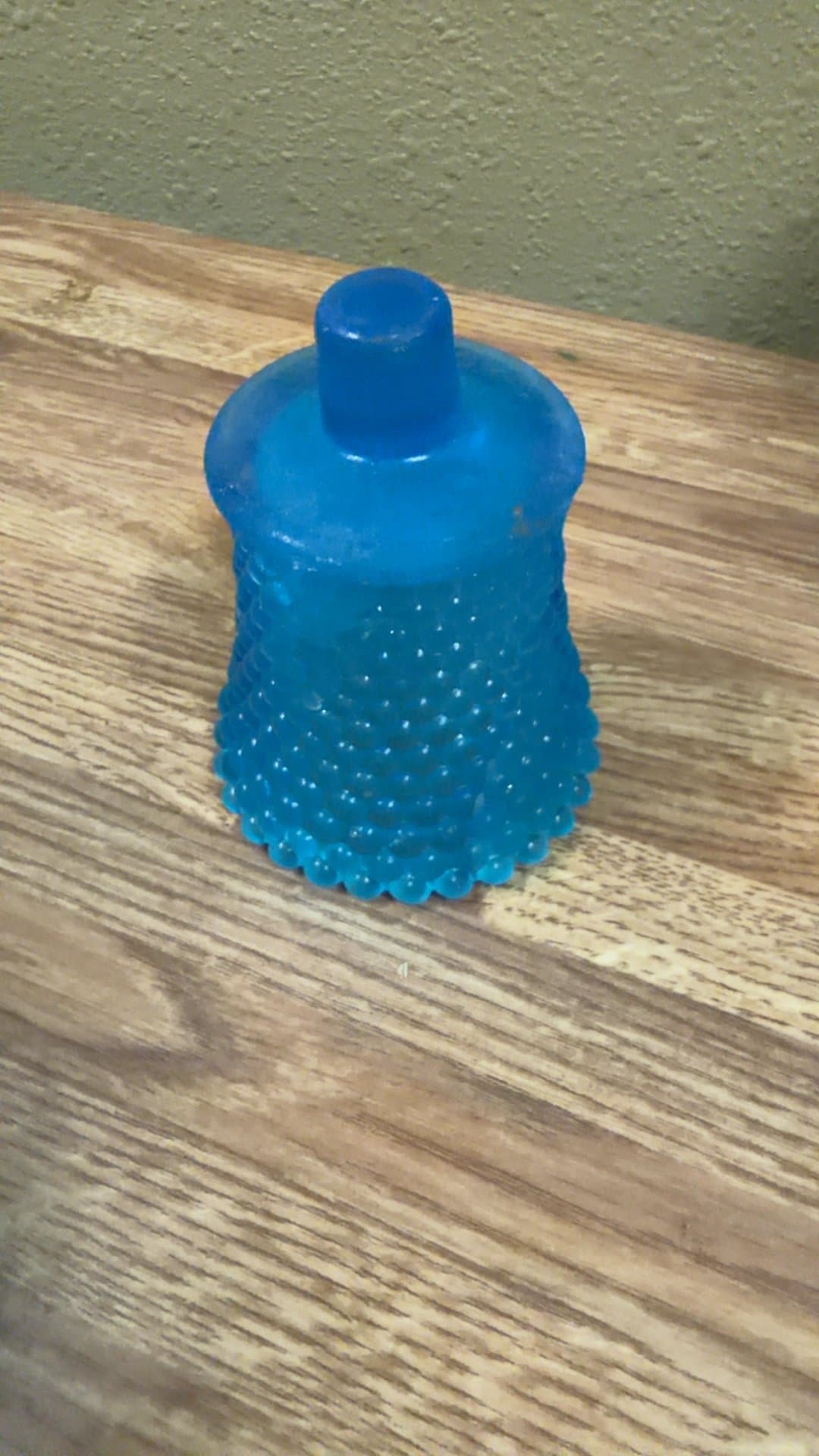 Blue Hobnail Glass peg votive holder - Image 1