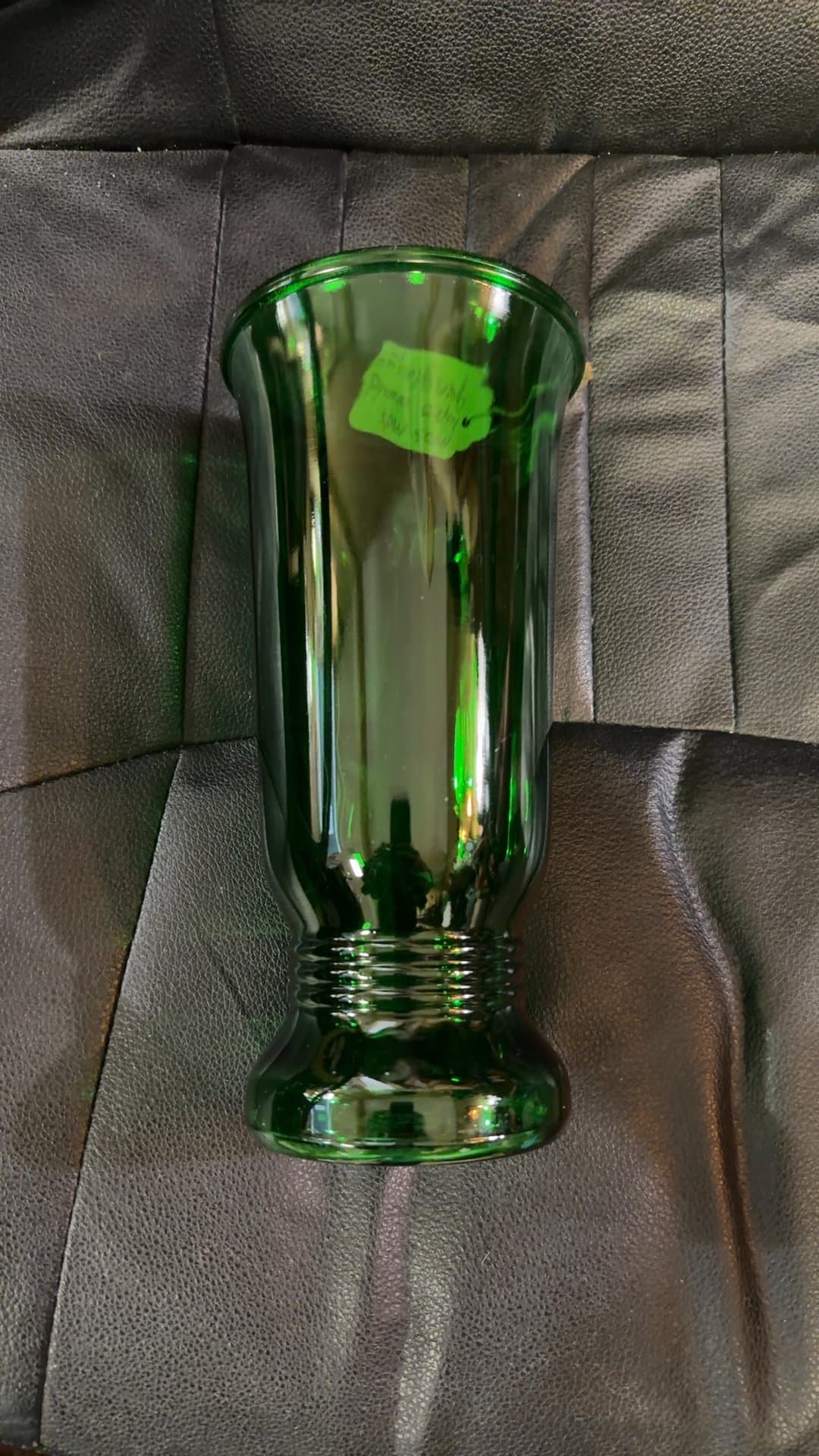 Vintage Green Glass Vase - Image 1