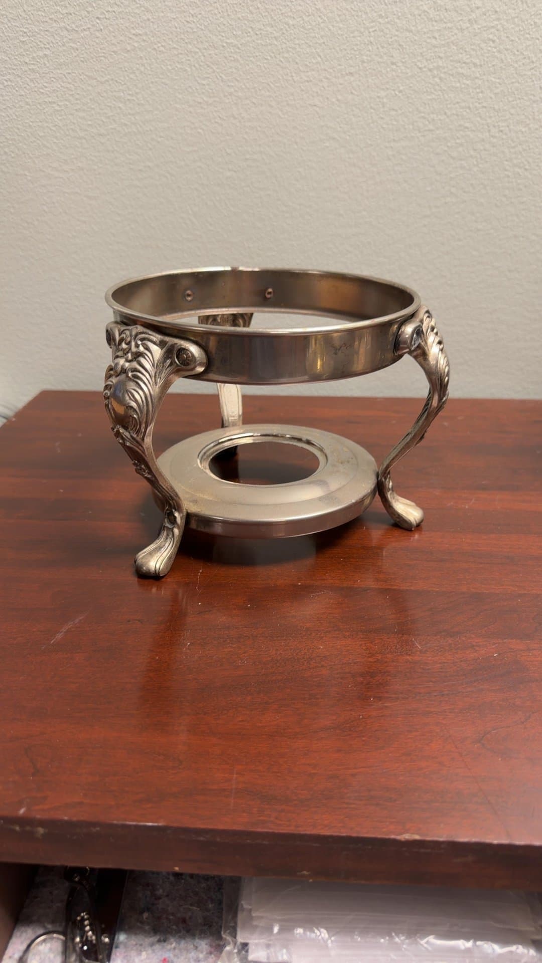 Ornate Silver-Plated Chafing Dish Stand - Image 1