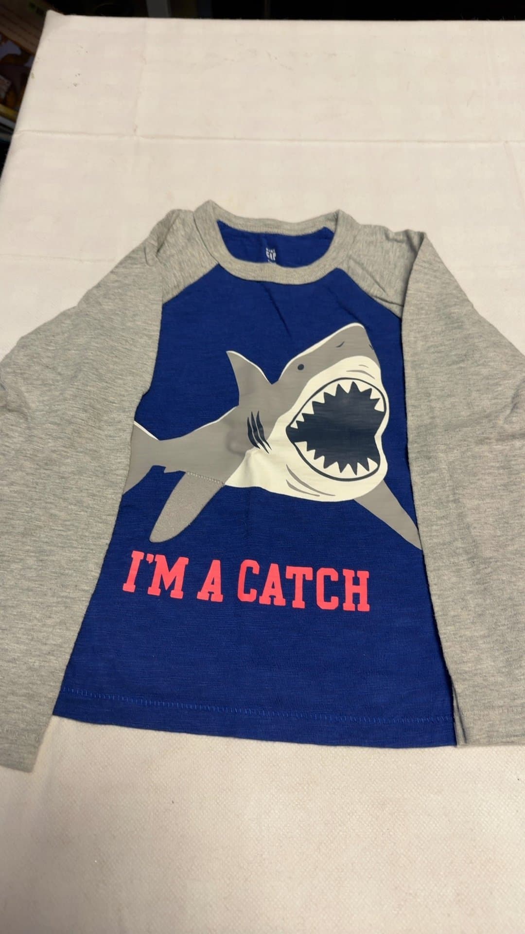 Baby GAP Shark Graphic Long Sleeve Raglan Shirt - Image 1
