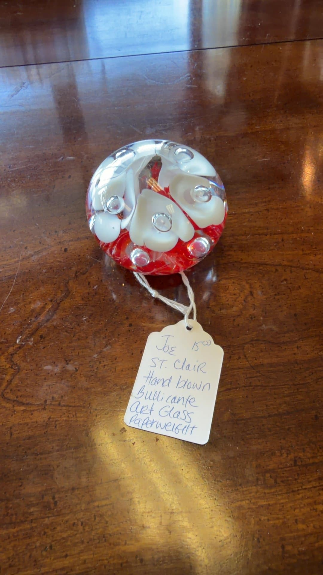 St. Clair Hand Blown Bullicante Art Glass Paperweight - Image 1