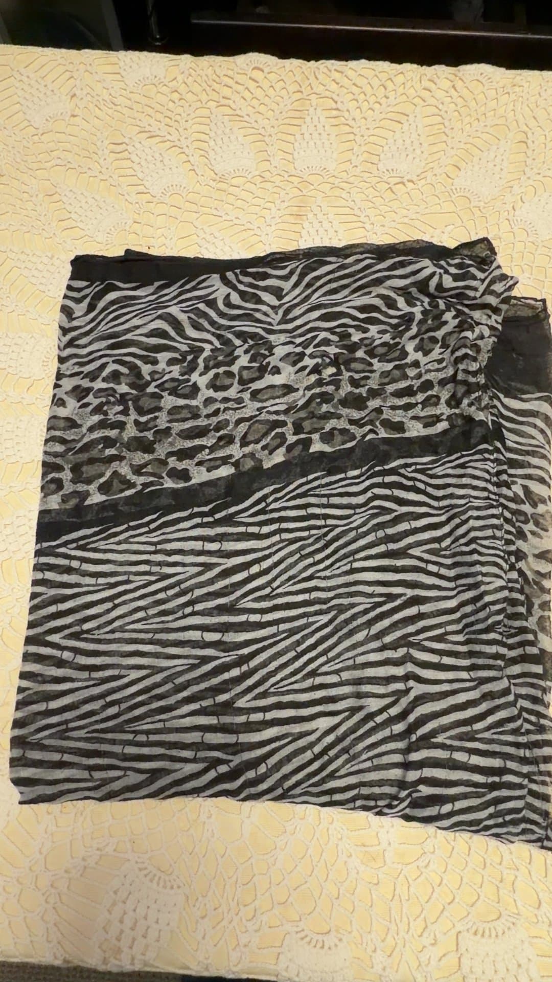 Black and Grey Mixed Animal Print Lightweight Scarf - Image 1