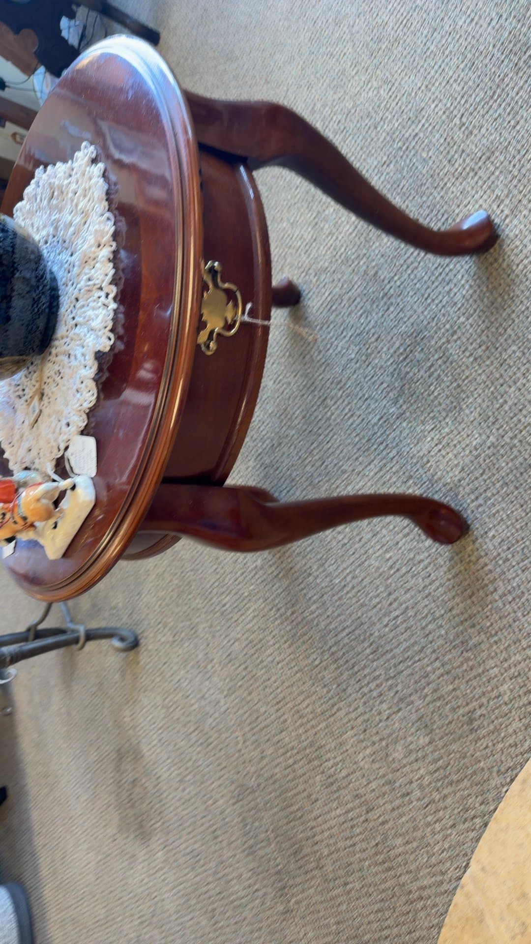 Vintage Wooden Side Table with Queen Anne Legs - Image 1