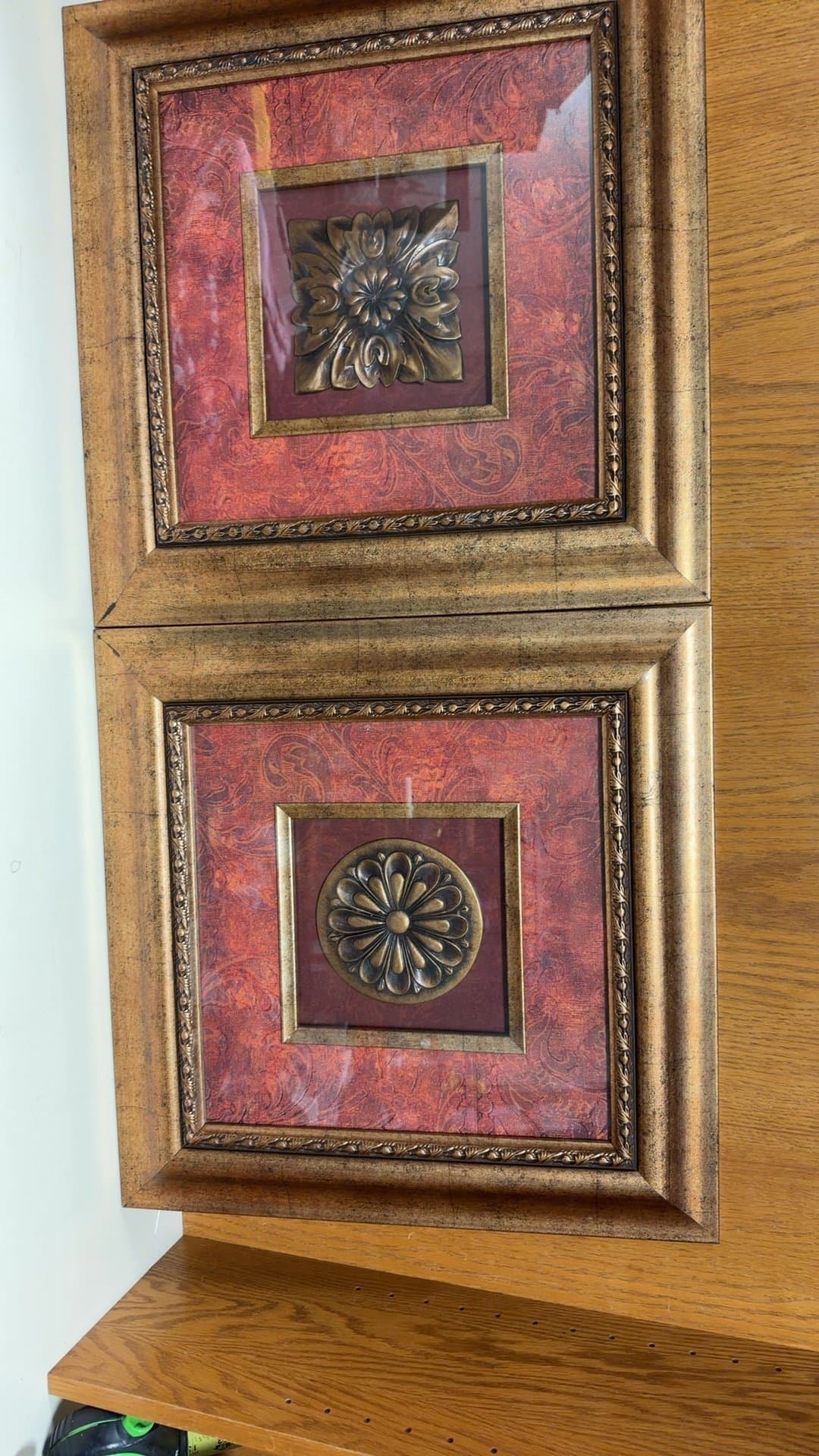 Framed Decorative Wall Art with Bronze Medallions - Image 1