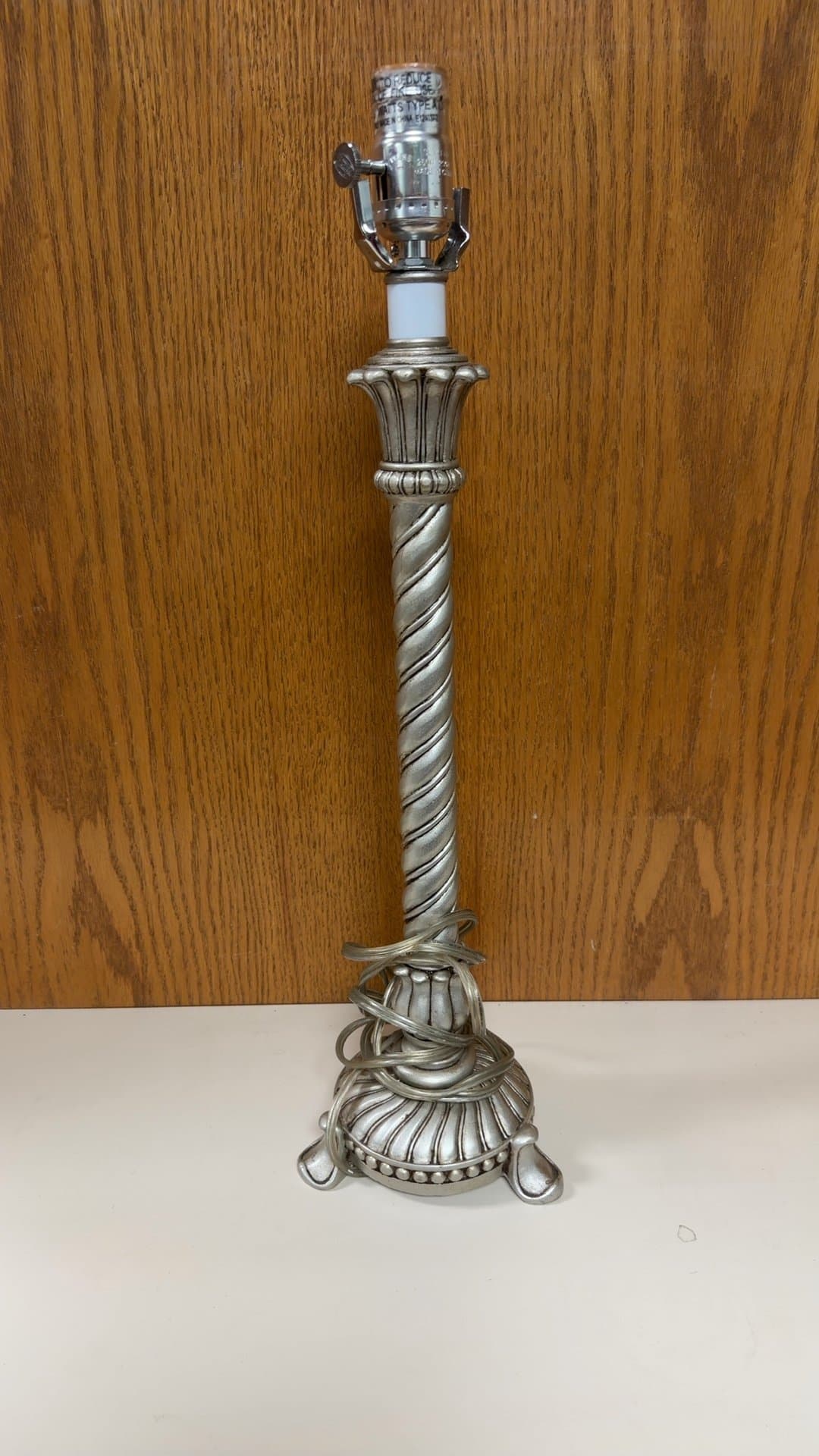 Vintage Silver Table Lamp Base - Image 1