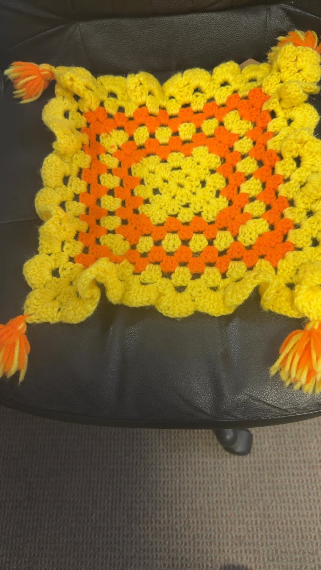 Handmade Crochet Square Pillow Cover - Image 1