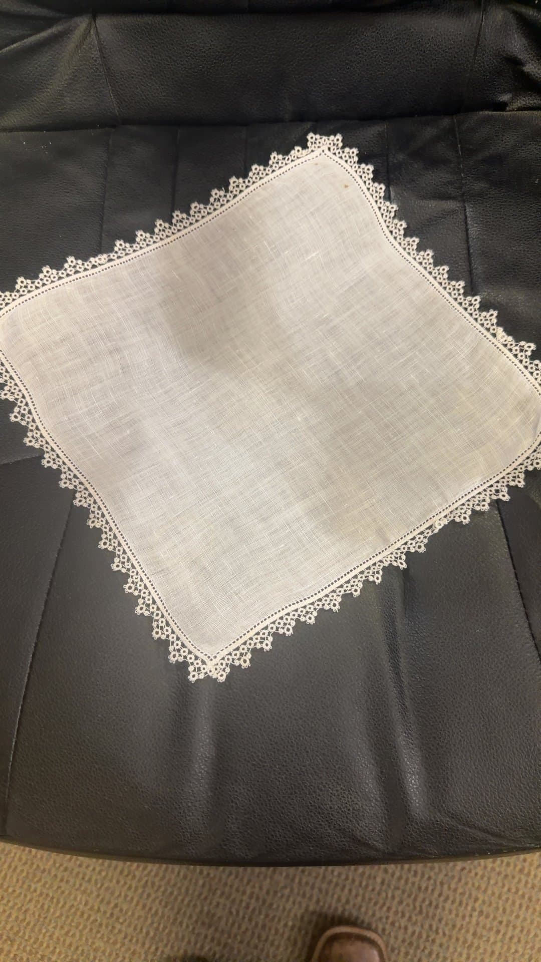 Vintage Lace-Trimmed Handkerchief - Image 1