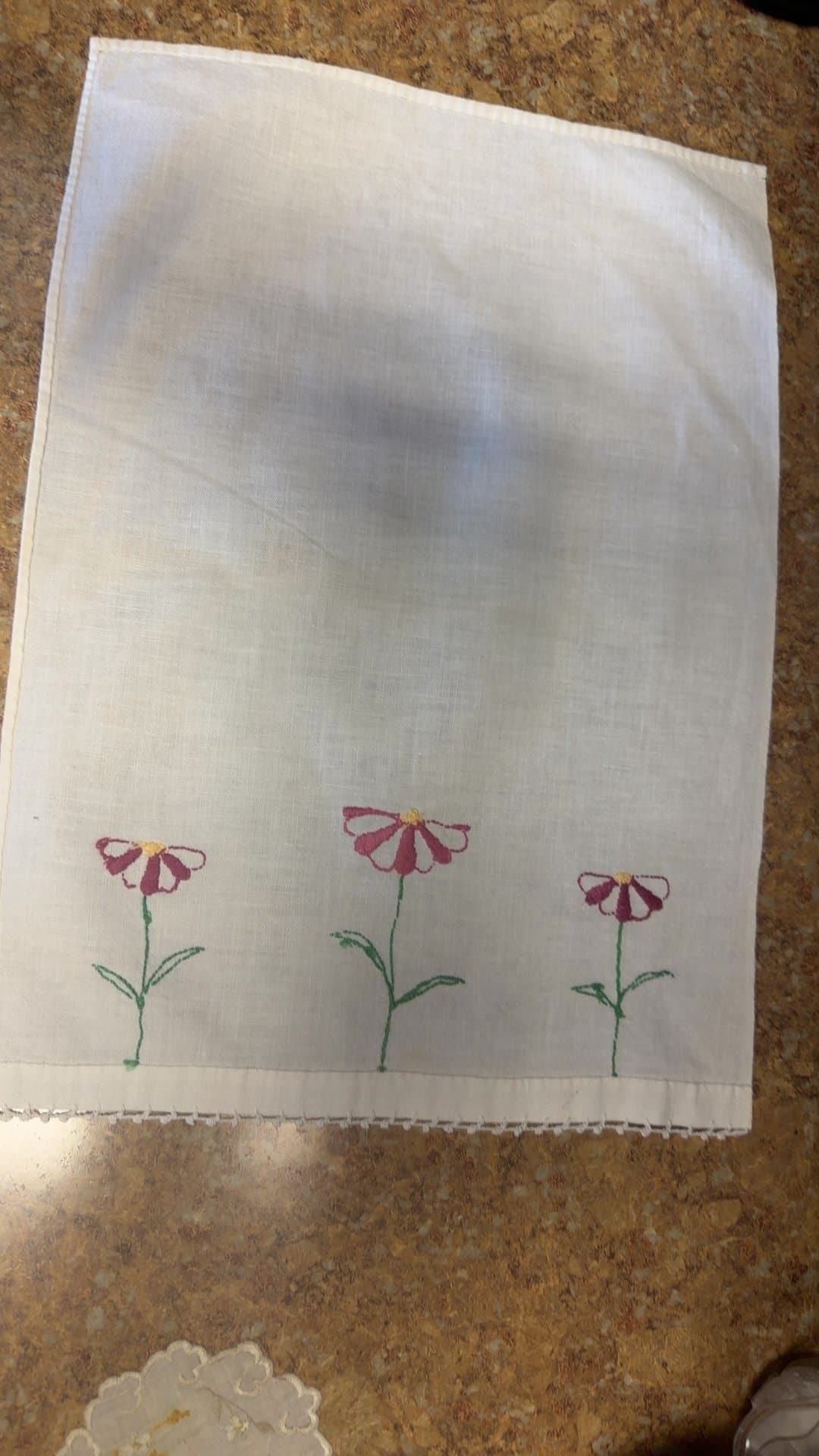 Vintage Embroidered Linen Tea Towel - Image 1