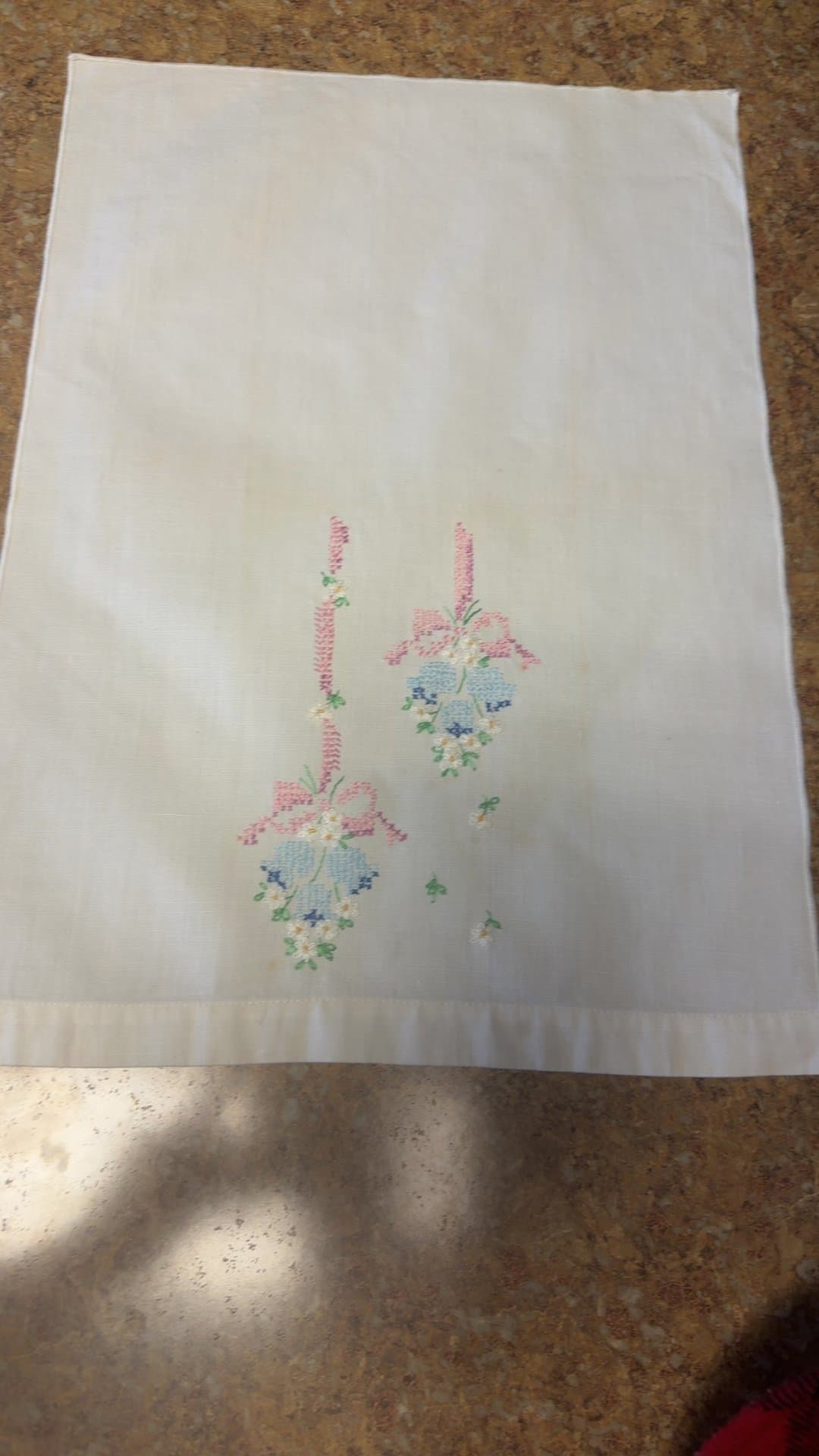 Vintage Embroidered Linen Towel - Image 1