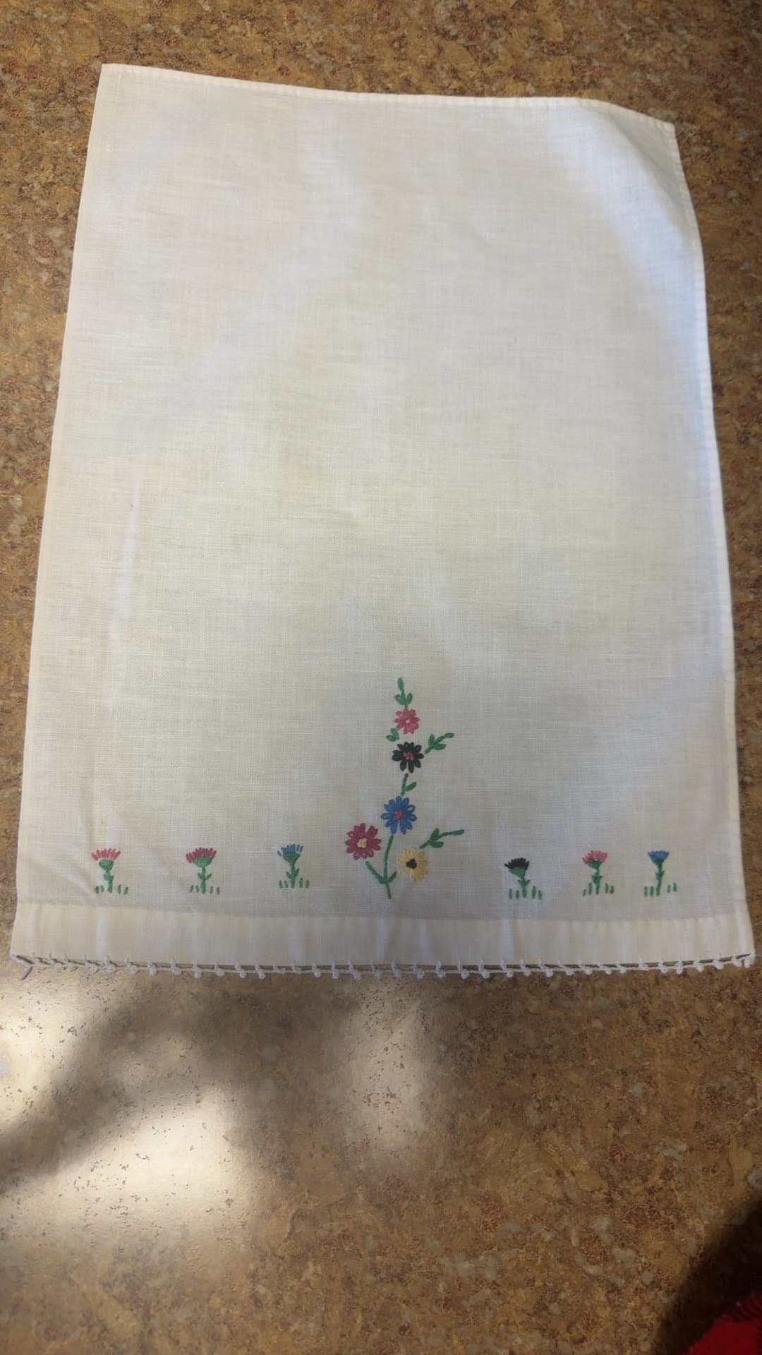 Vintage Embroidered Linen Towel - Image 1