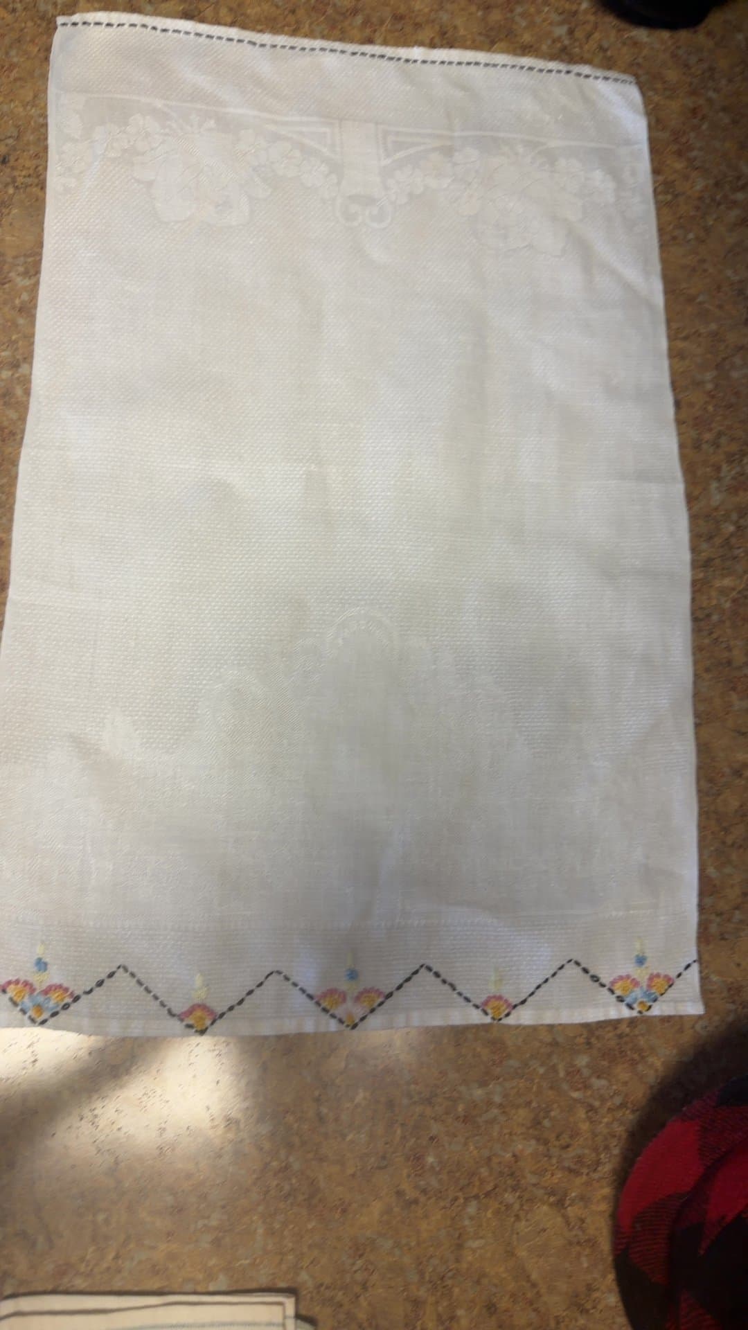 Vintage Embroidered Linen Tablecloth - Image 1