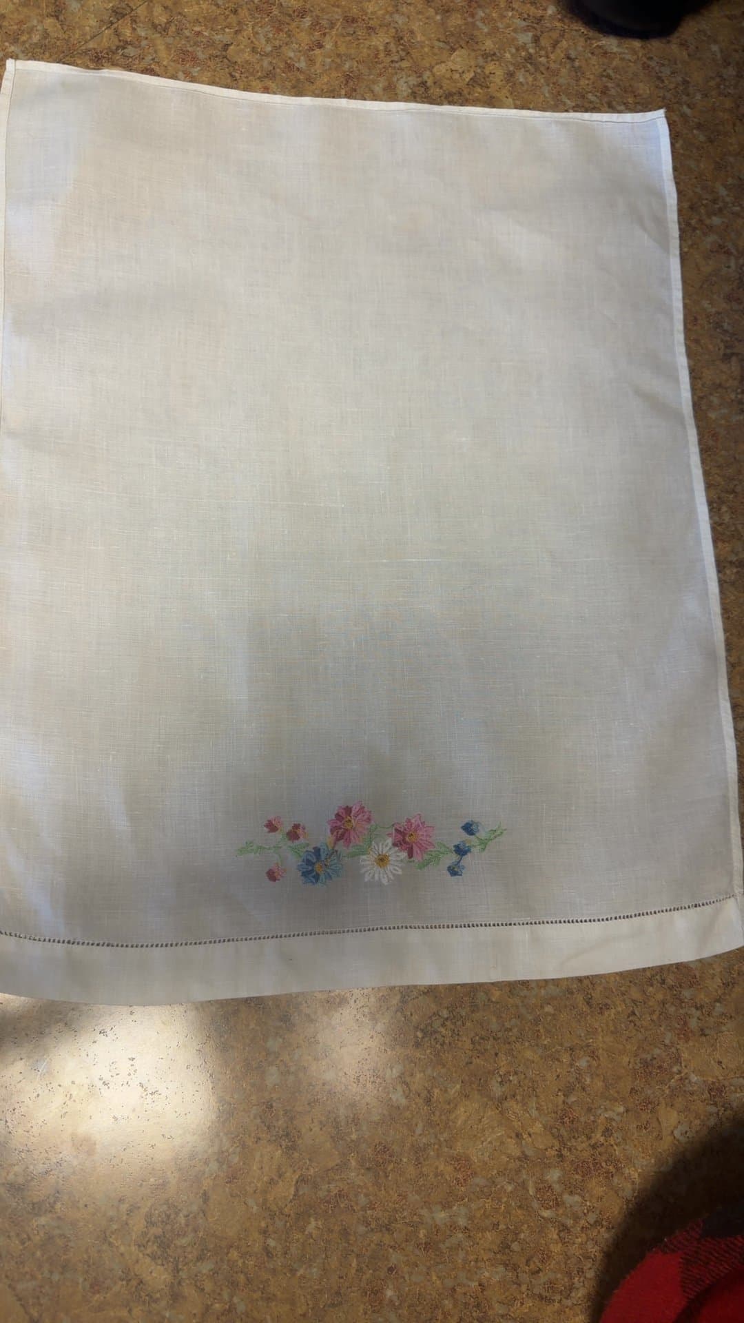 Vintage Embroidered Linen Tablecloth - Image 1