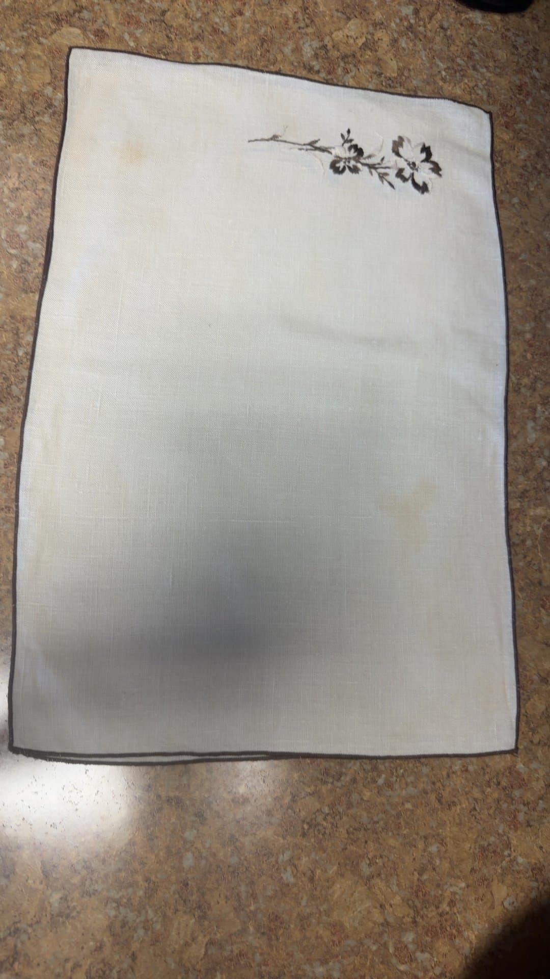 Vintage Embroidered Linen Napkin - Image 1