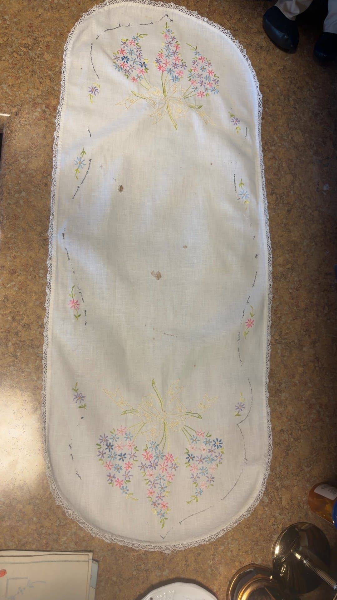 Vintage Embroidered Table Runner - Image 1