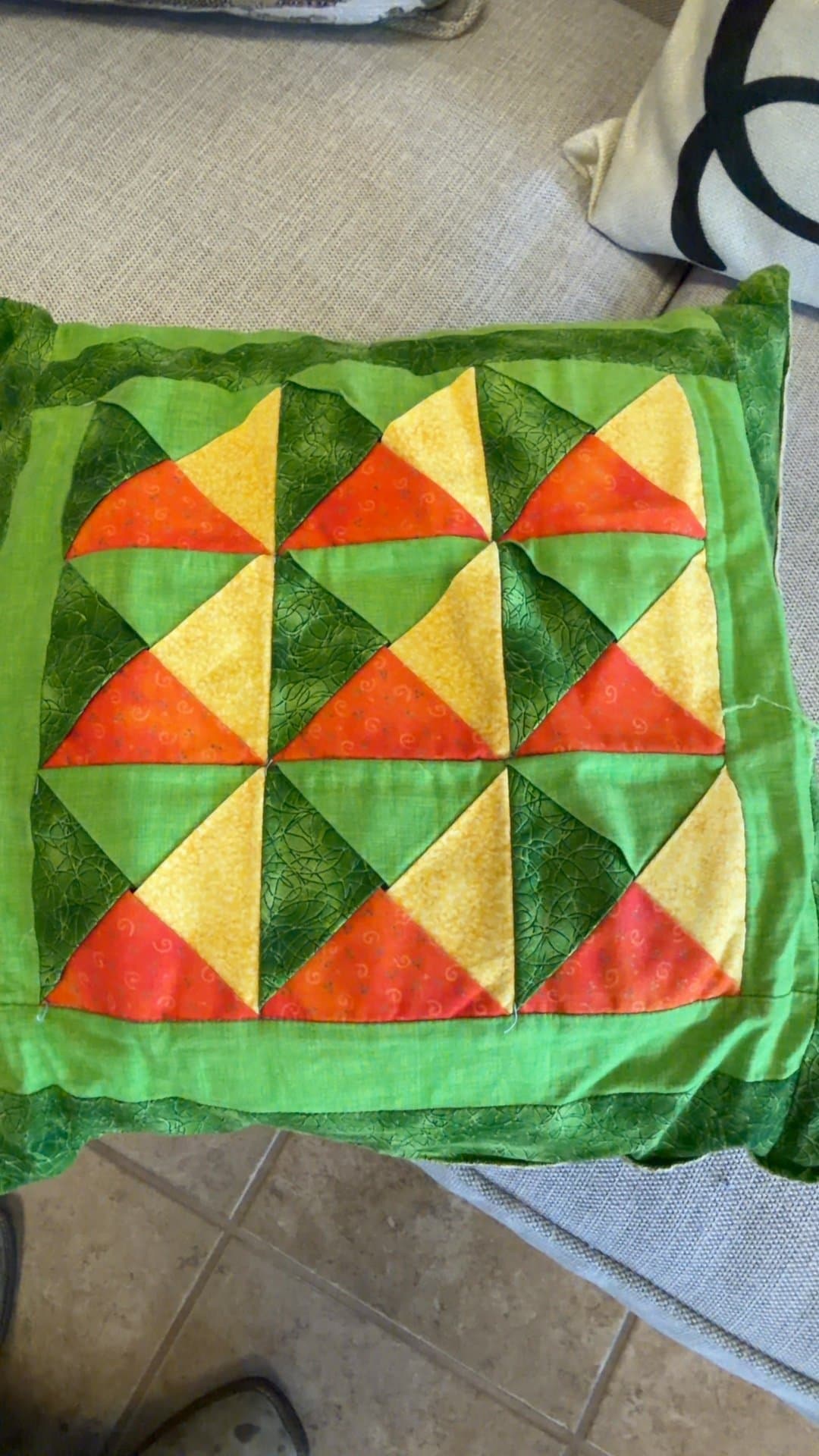 Handmade Patchwork Quilted Throw Pillow - Image 1