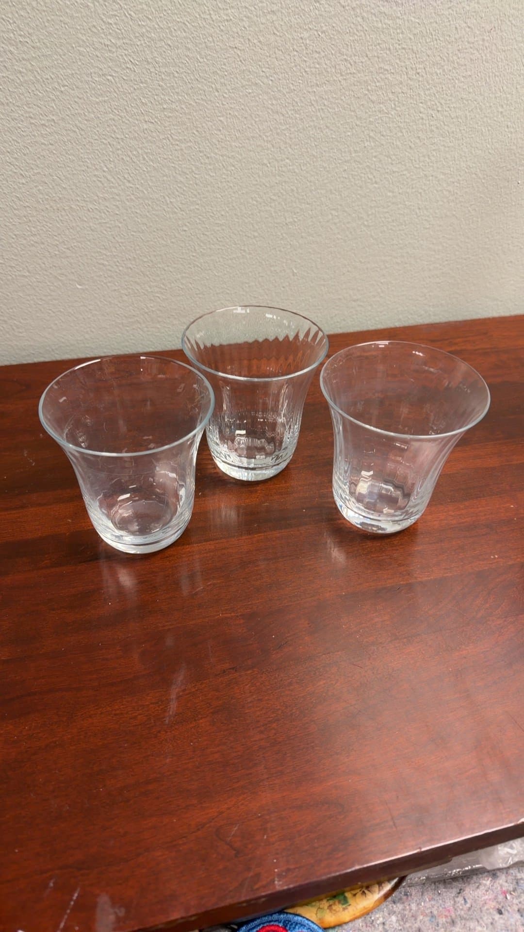 Set of Three Clear Glass Tumblers - Image 1