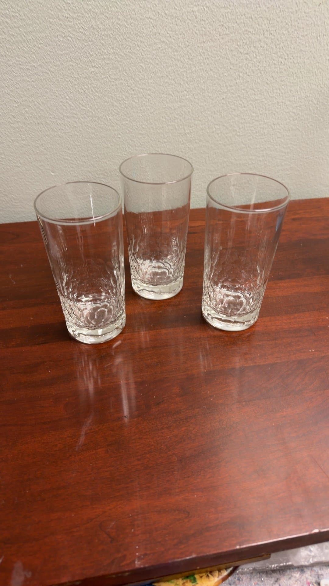 Set of Three Clear Glass Tumblers - Image 1