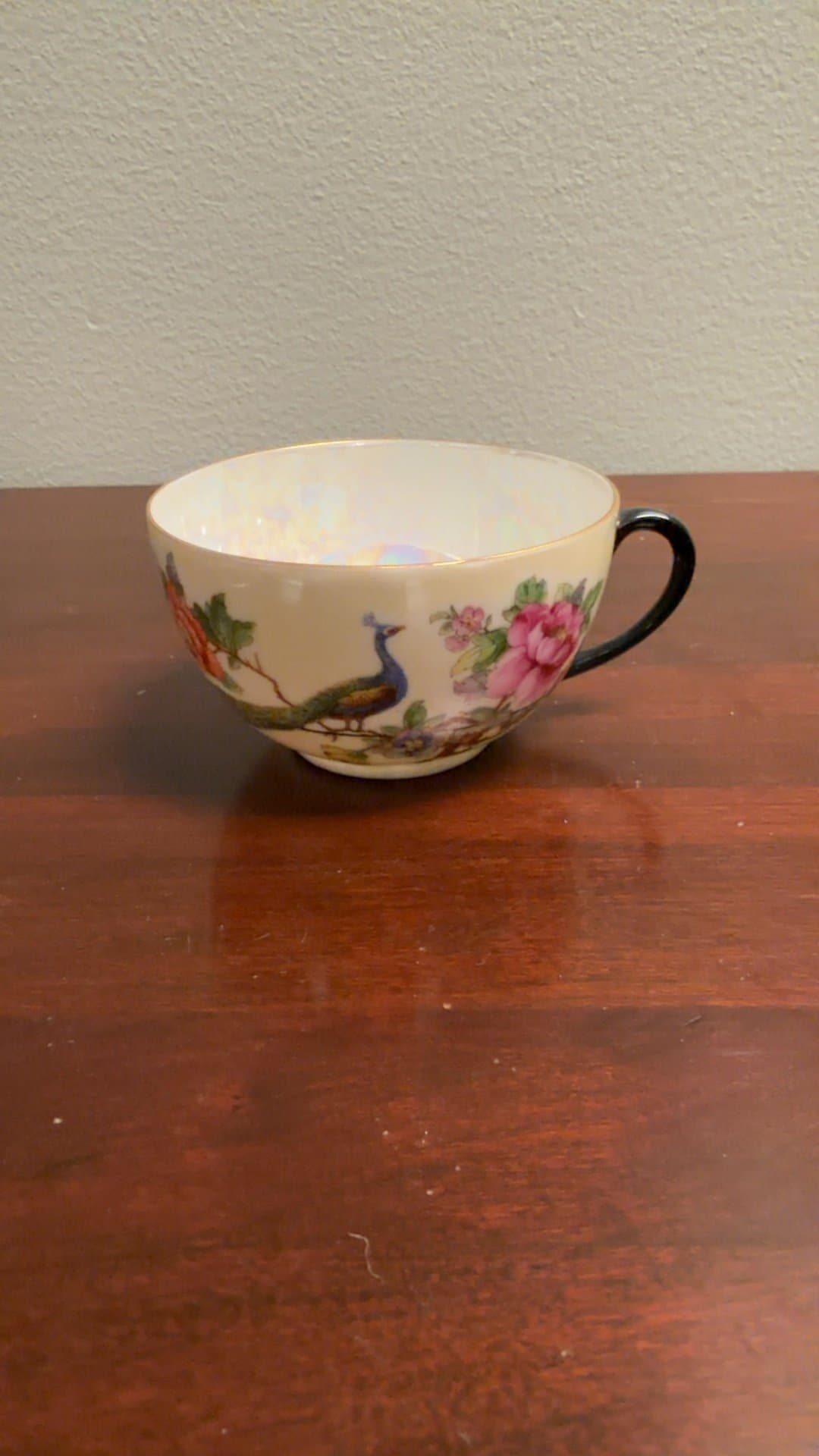 Vintage Ceramic Peacock Teacup - Image 1