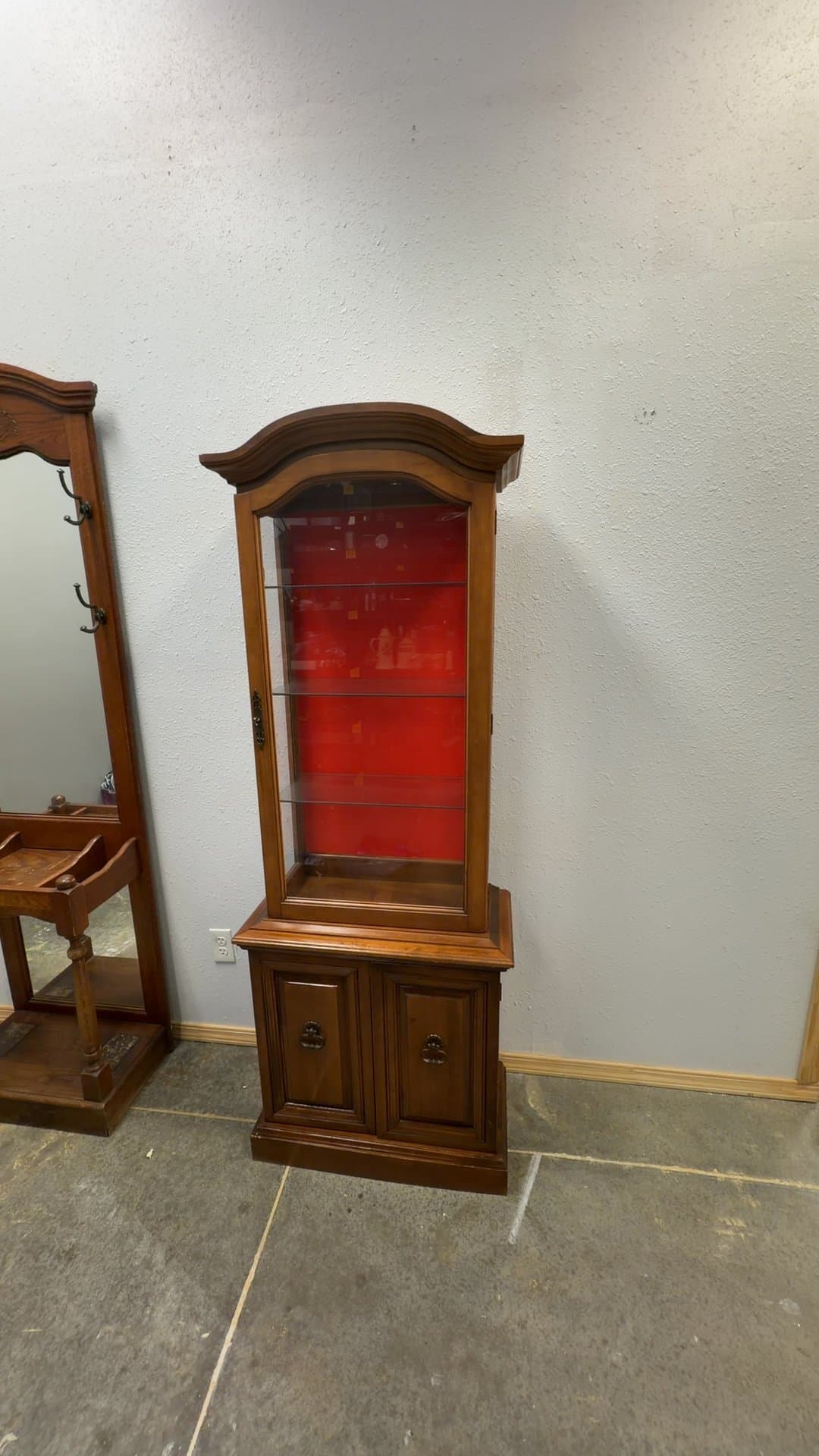 Wooden Curio Display Cabinet with Glass Door and Lower Cabinet - Image 1