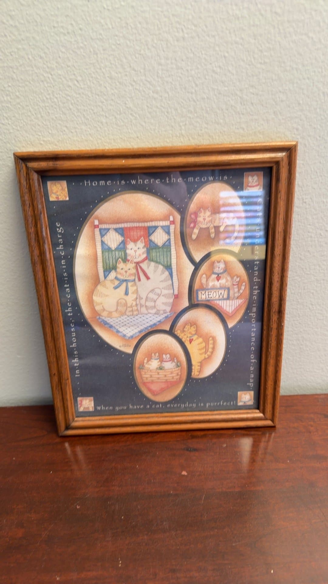 Framed Cat Art Print - Image 1