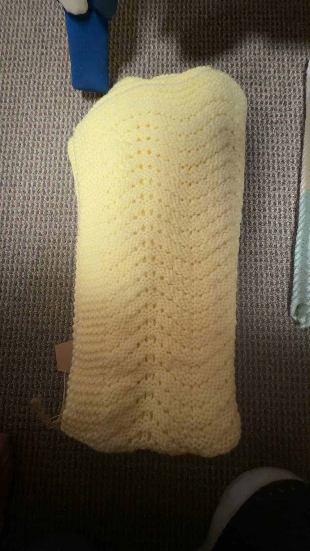 Handmade Yellow Knitted Baby Blanket - Image 1