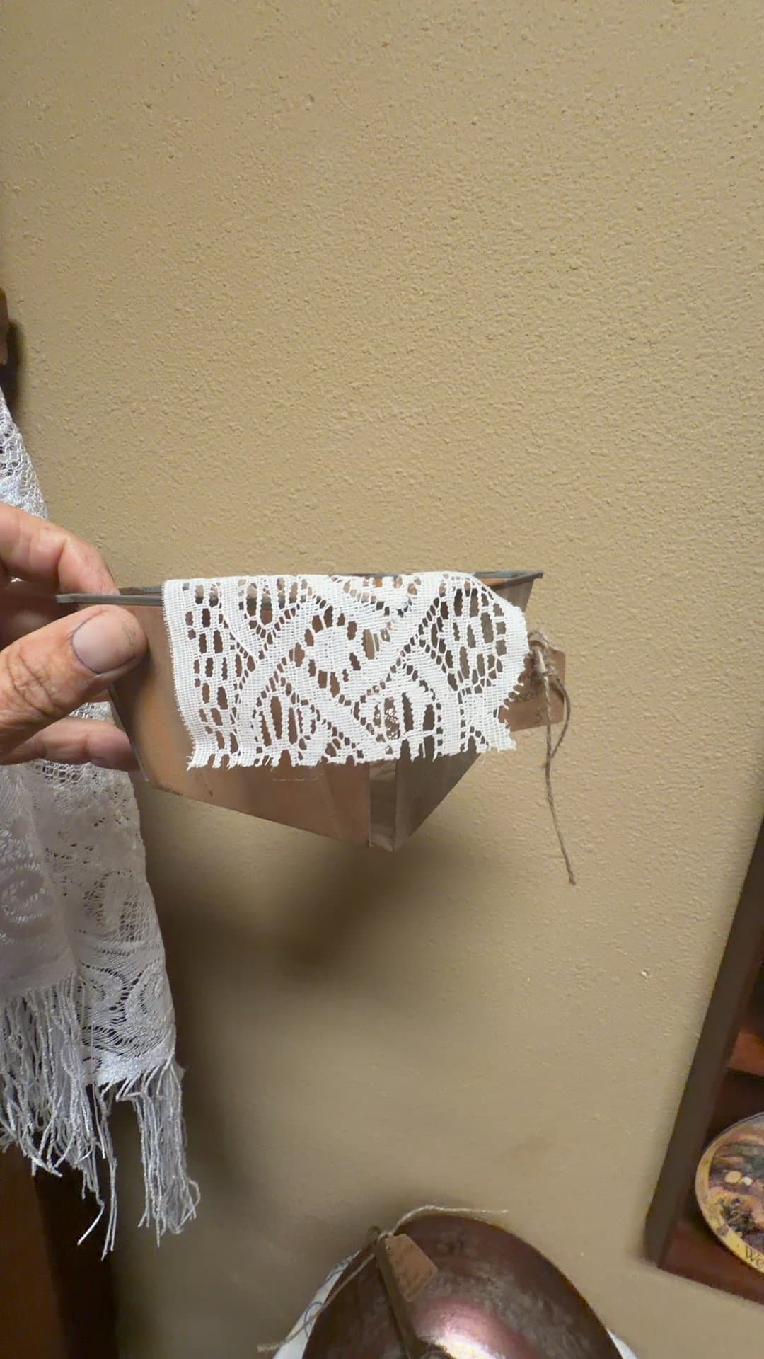 Vintage Lace Trim with Wooden Holder - Image 1