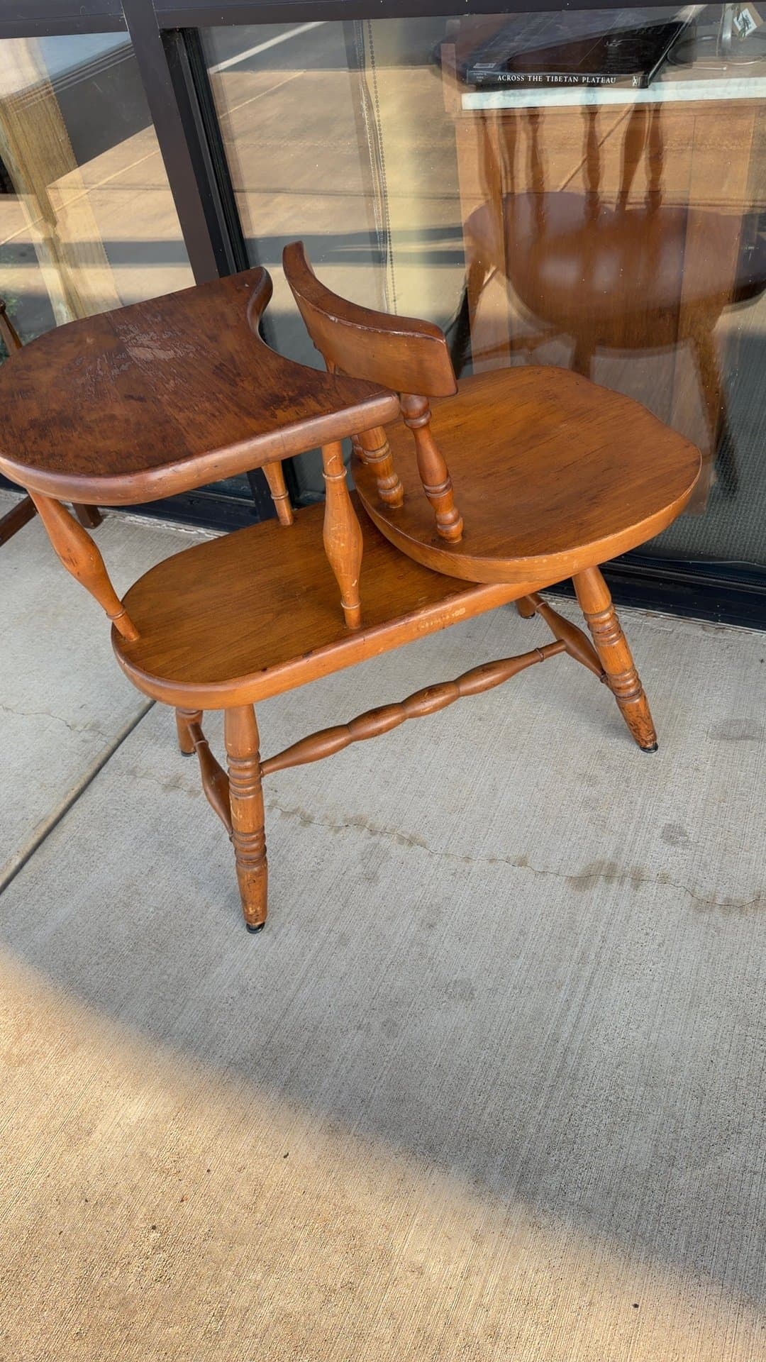 Vintage Wooden Gossip Bench - Image 1