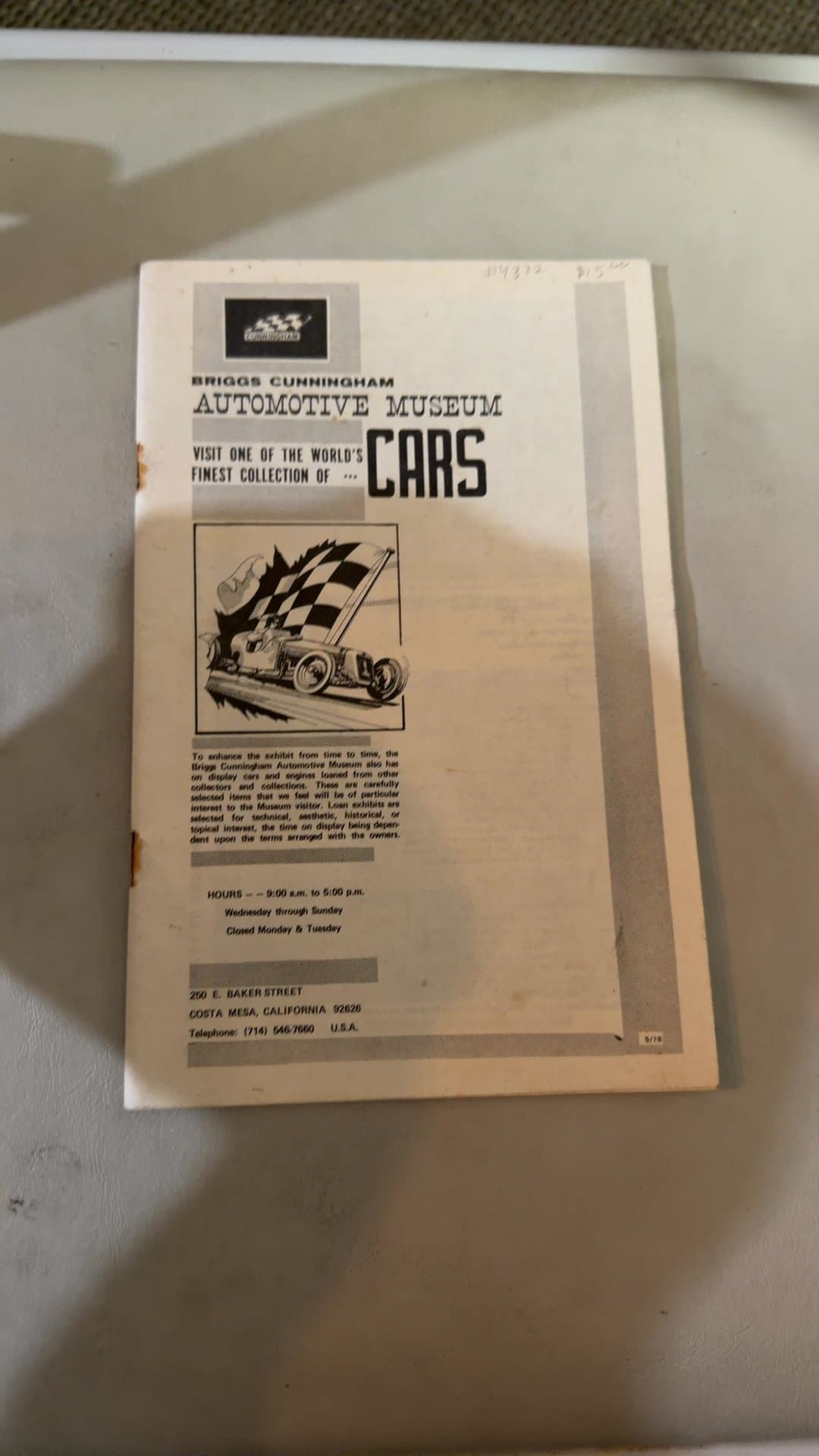 Briggs Cunningham Automotive Museum Brochure - Image 1