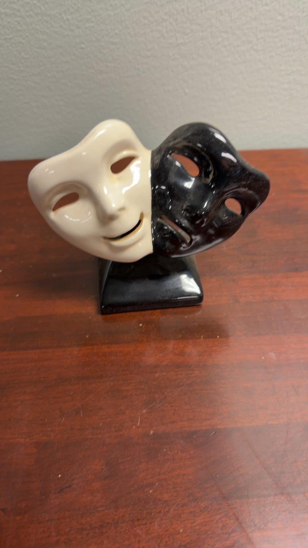 Ceramic Comedy and Tragedy Mask Sculpture - Image 1