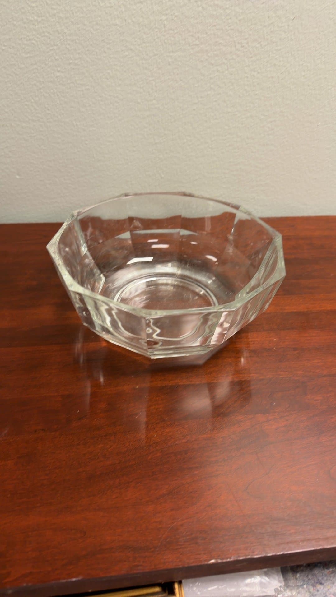 Faceted Clear Glass Bowl - Image 1